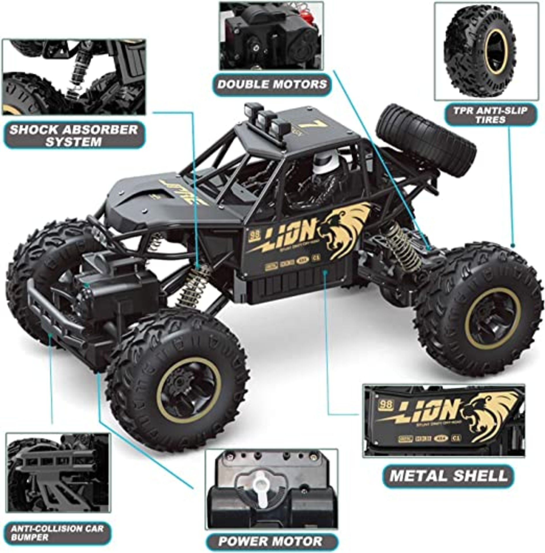 4 x DRC C3 RC Cars Remote Control Off Road Monster Truck, Metal Shell Car 2.4Ghz 4WD Dual Motors, - Image 2 of 2