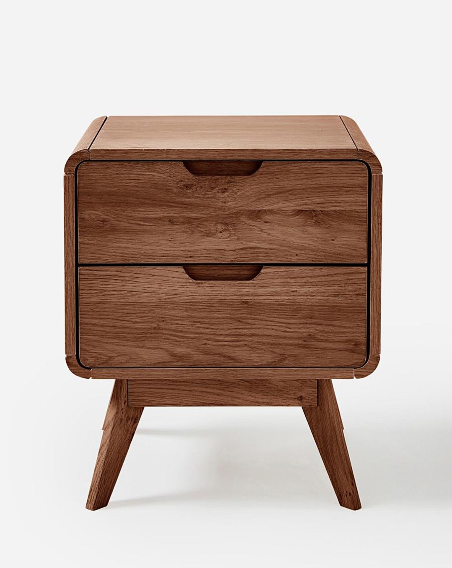 Oslo 2 Drawer Bedside Table. RRP £133.00. With its beautifully curved retro edges and handleless