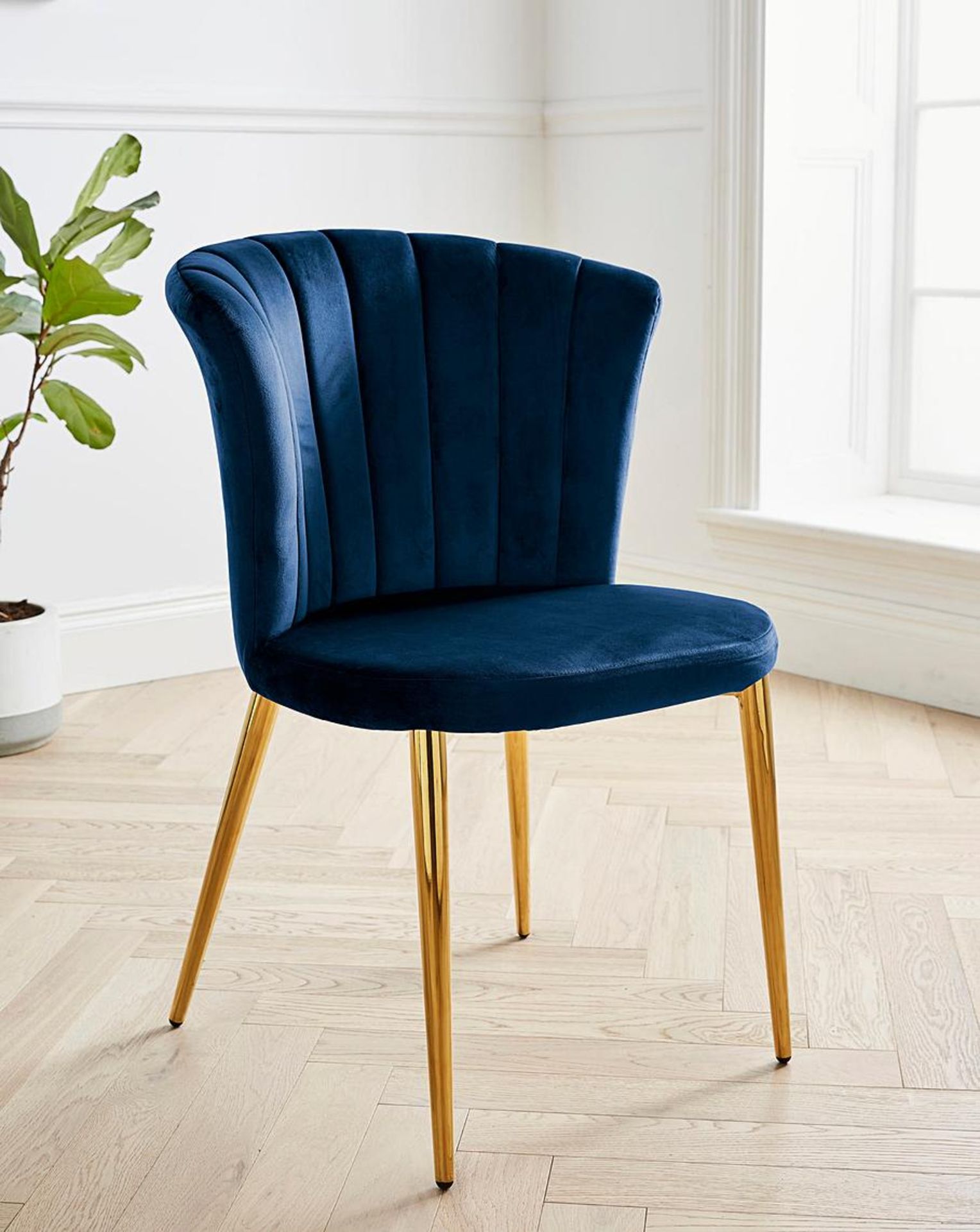 Pair of Clarice Velvet Chairs. Navy. RRP £329.00. Modernise and uplift your dining area with the