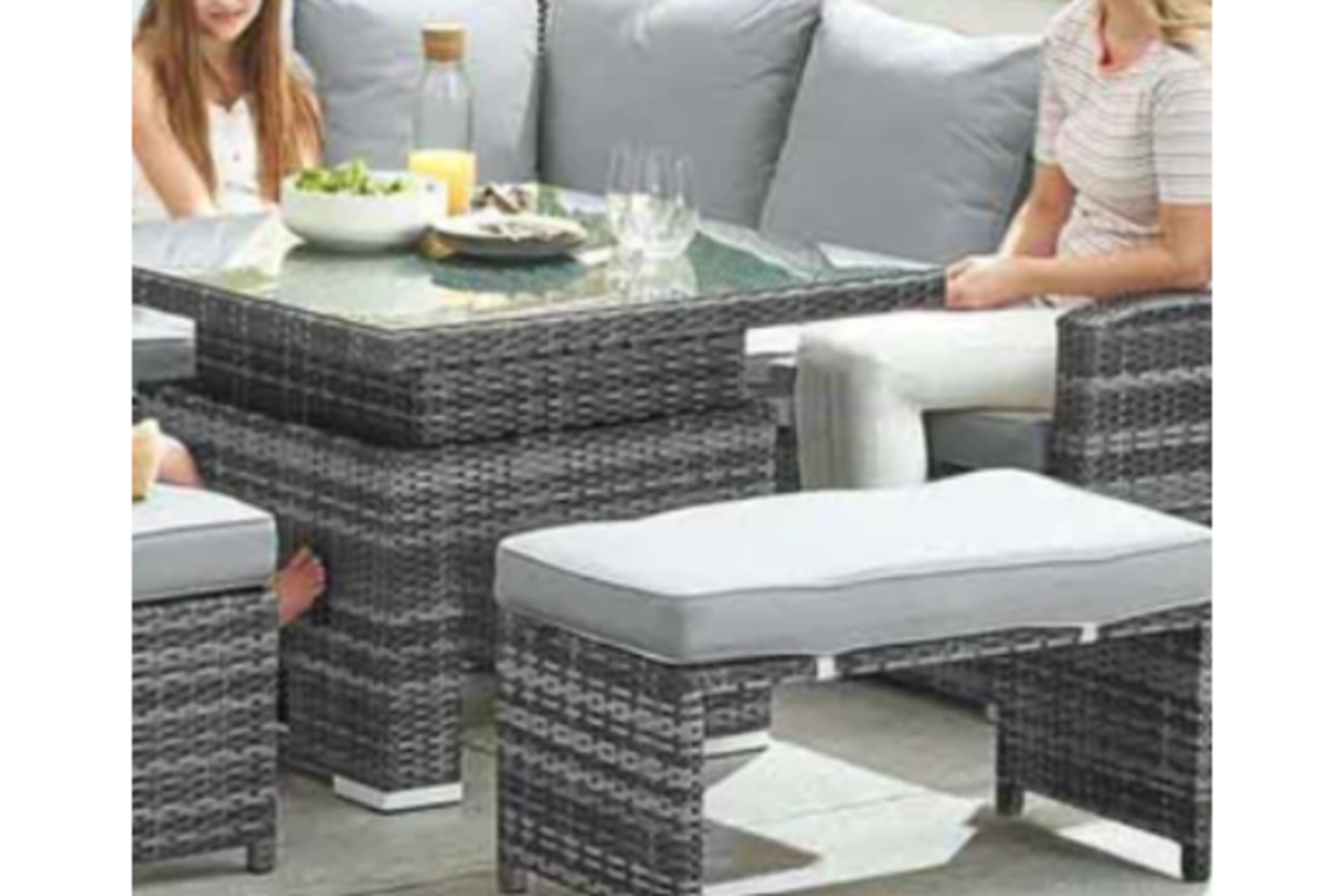 New & Boxed Nova Garden Furniture Cambridge Brown Weave Compact Corner Dining Set with Rising - Image 3 of 3