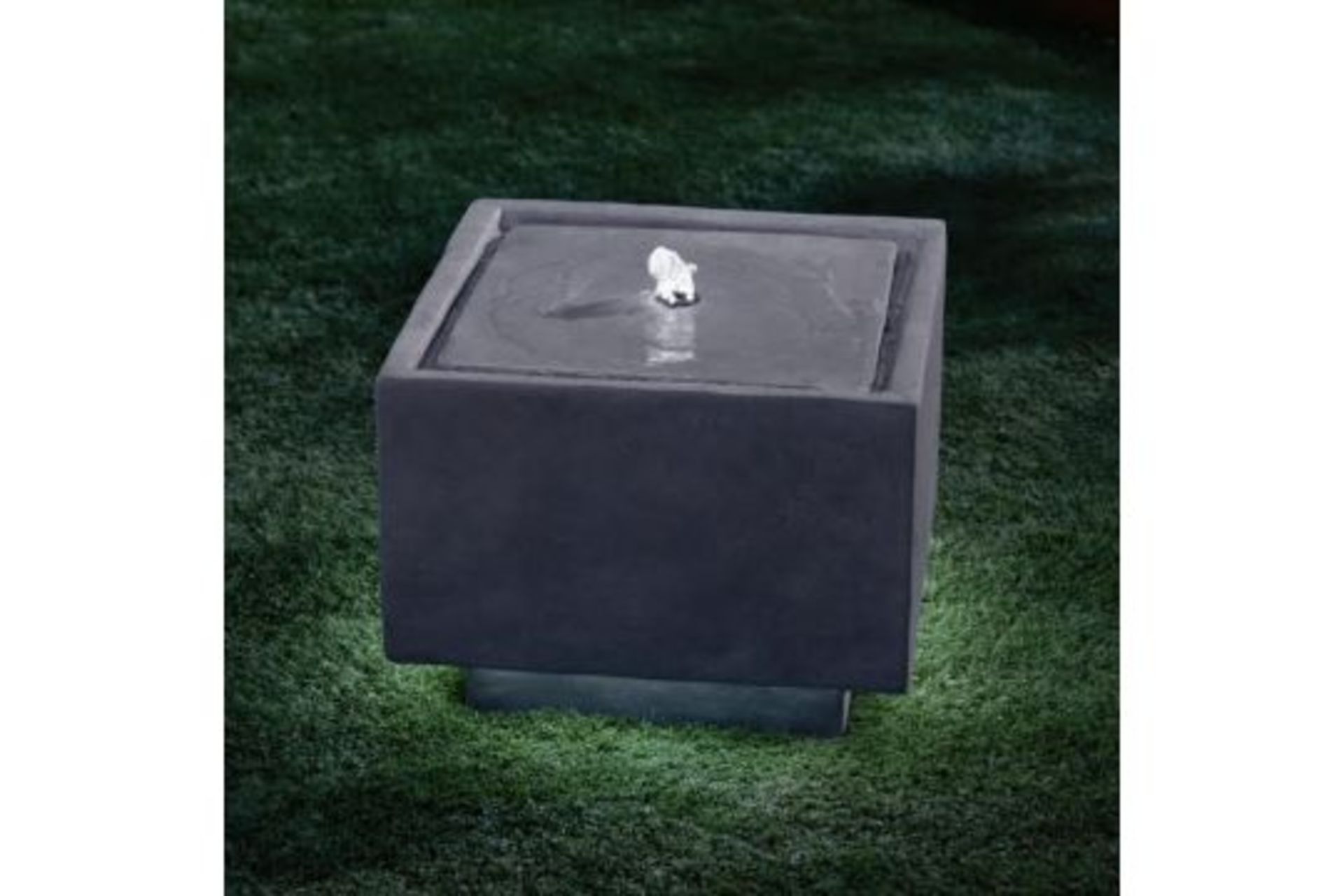 New & Boxed LED Grey Cube Water Feature. RRP £349.99. (REF718) Square Water Feature, Indoor/