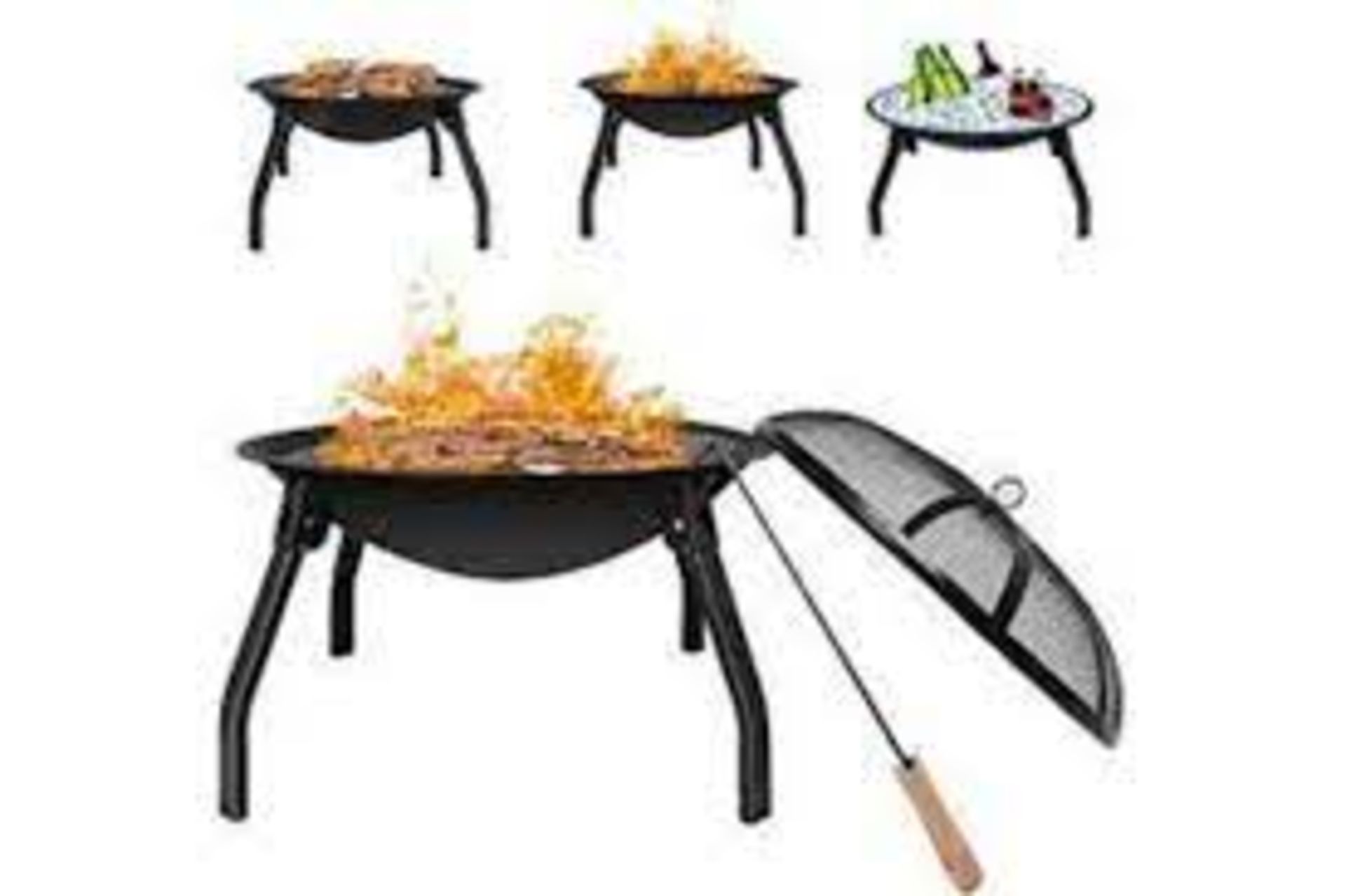New Boxed Portable Folding Fire Pit BBQ 4 Leg Fire bowl Cooking Campfire. RRP £119.99. This