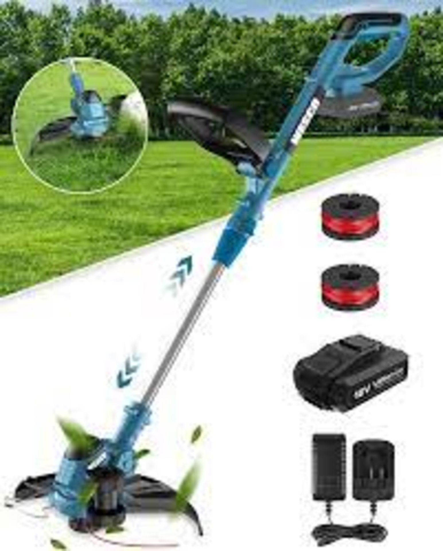 New Boxed WESCO Cordless 2 in 1 Electric String Trimmer/Edger 18V with 2.0Ah Battery, Cutting