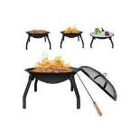 New Boxed Portable Folding Fire Pit BBQ 4 Leg Fire bowl Cooking Campfire. RRP £119.99. This