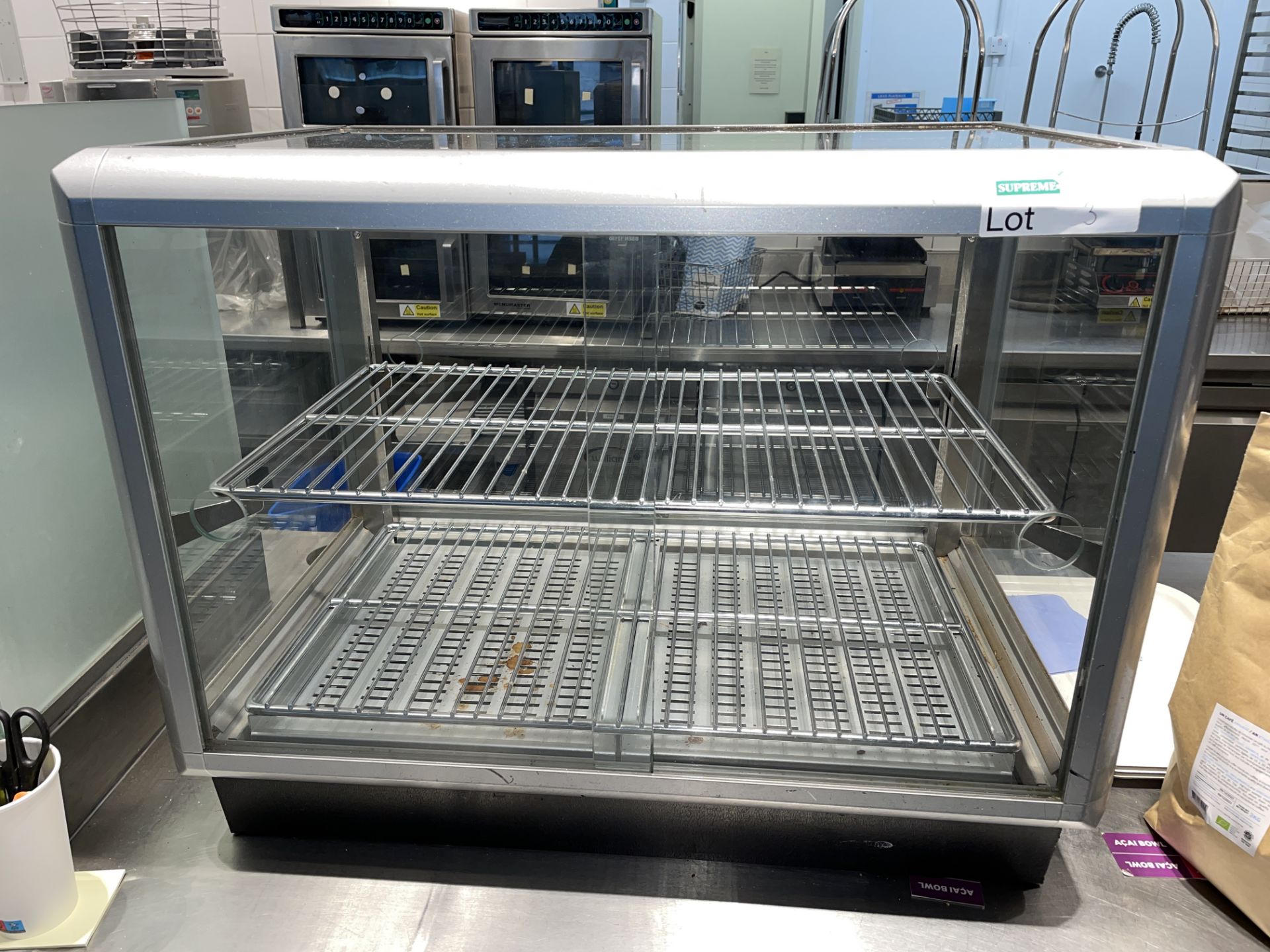 2 TIER GLASS FRONTED FOOD WARMING CABINET