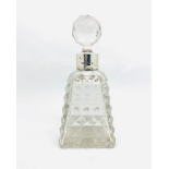 SOLID SILVER PERFUME BOTTLE. DATE/HALLMARK - RUBBED. SIZE 154x69mm. MAKER - RUBBED. CONDITION GOOD.