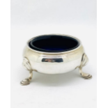 Solid Silver George II salt cellar with Bristol blue glass liner Date/Hallmark - London 1737