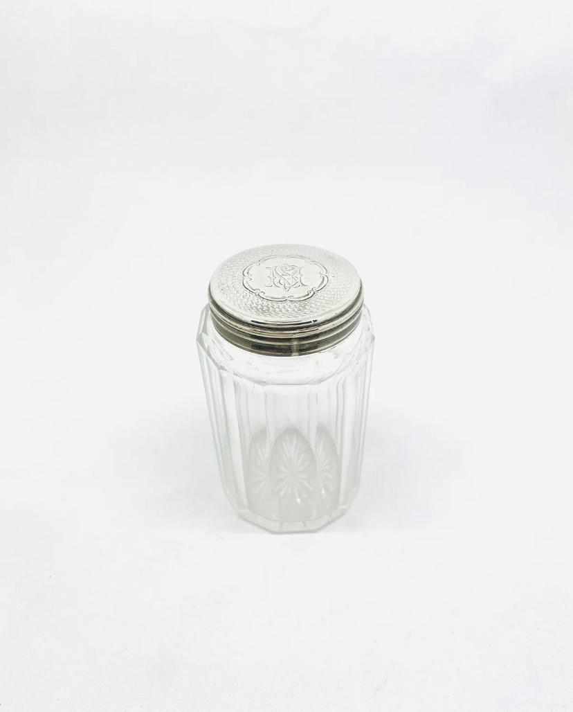 SOLID SILVER TOPPED GEORGE III DRESSING TABLE JAR. DATE/HALLMARK - LONDON 1872. SIZE - 84x49mm. - Image 2 of 3