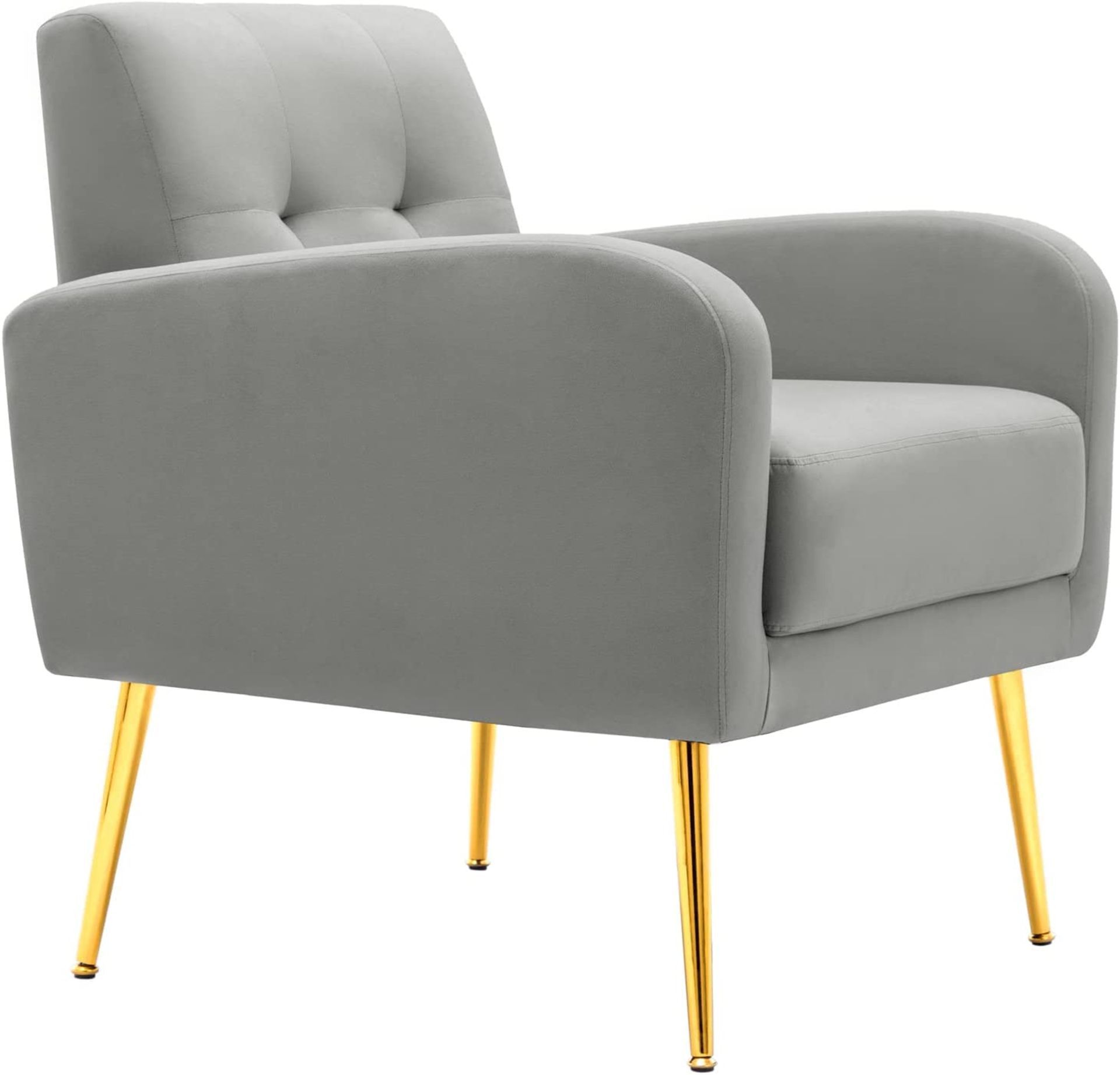 NEW Velvet Armchair Accent Chair Mid Century Lounge Chair with Adjustable Golden Plated Legs Comfy - Image 3 of 3