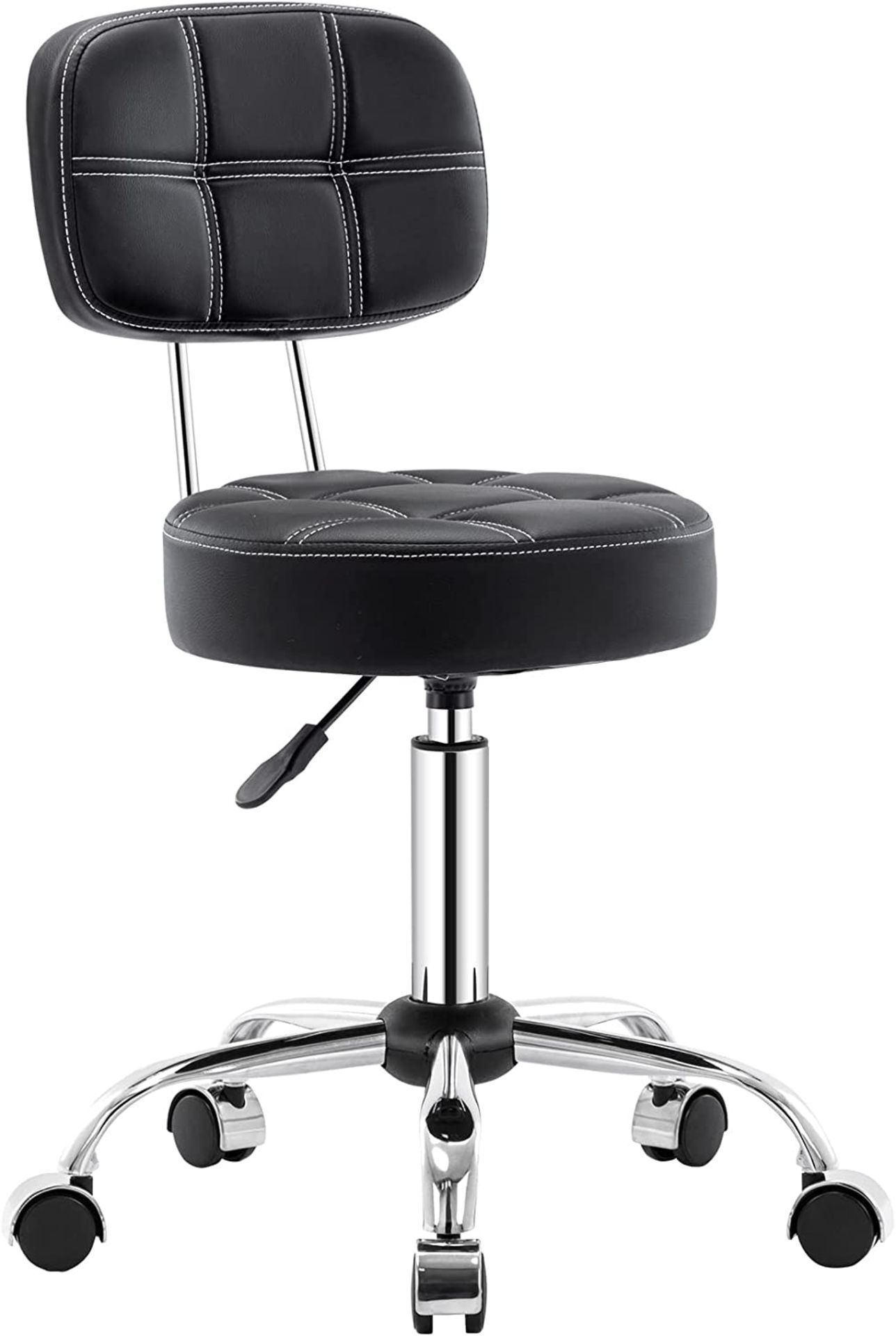 NEW Rolling stool with High Backrest, Leather Massage Stool Ergonomic Drafting Chair for Home Swivel
