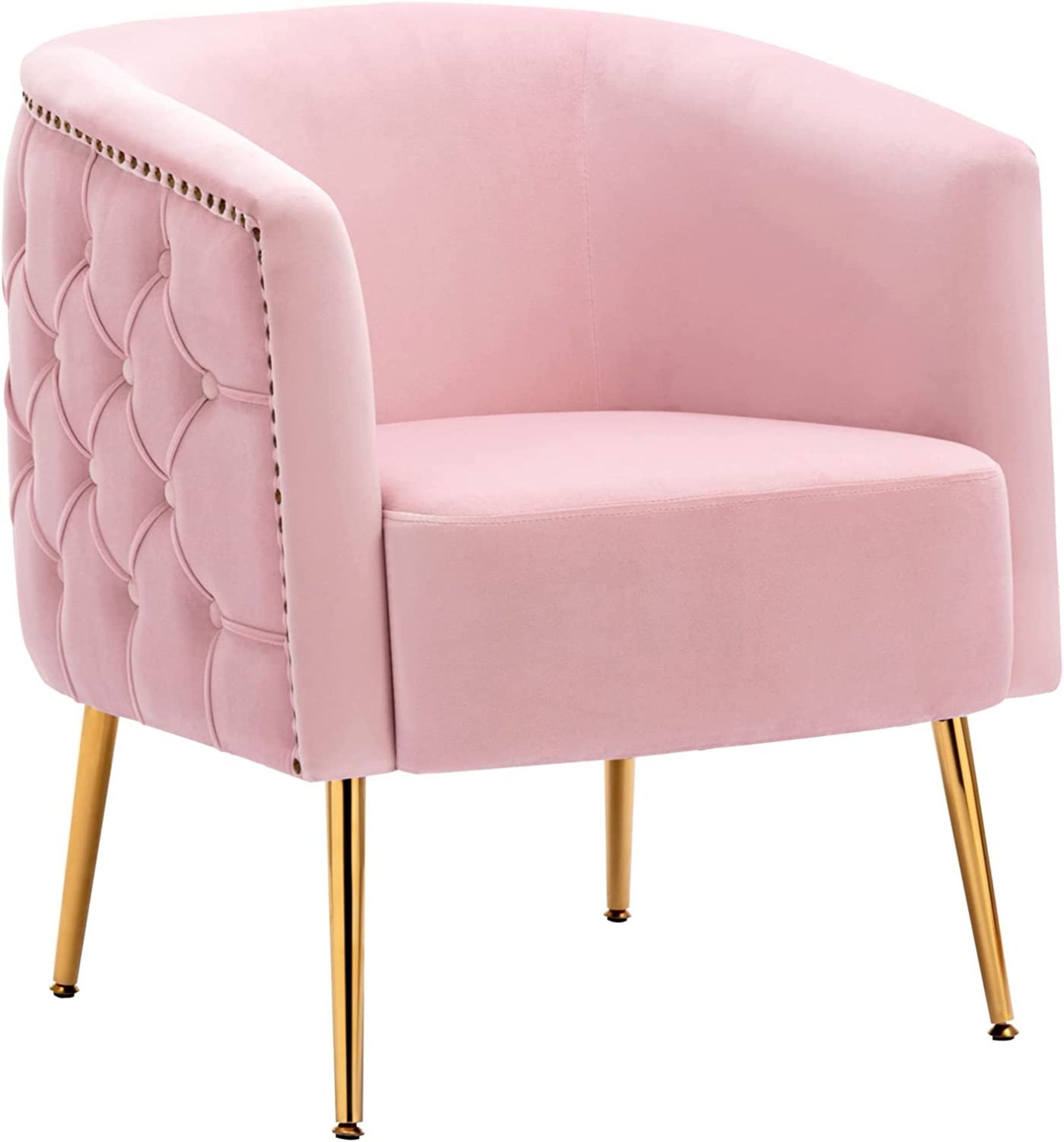 NEW Oryxearth Velvet Barrel Chair Modern Accent Chair with Golden Metal Legs Upholstered Tufted