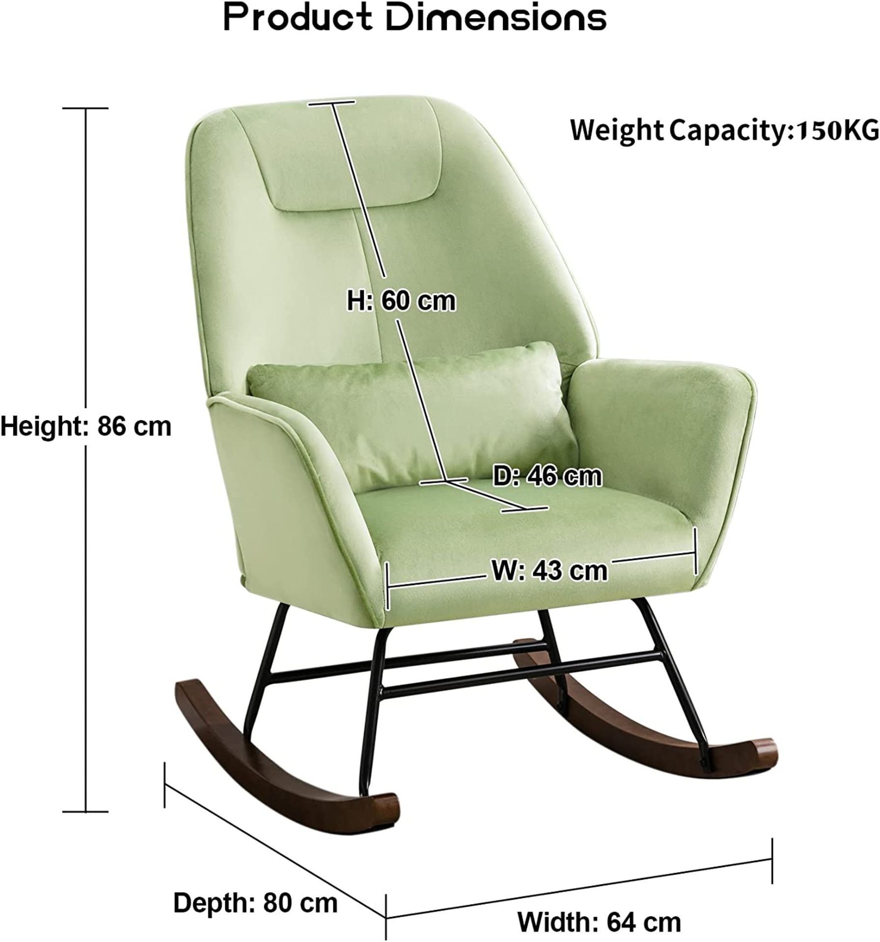 NEW HomeMiYN Velvet Nursery Rocking Chair, Upholstered Reading Wingback Accent Chair for Baby - Image 2 of 4