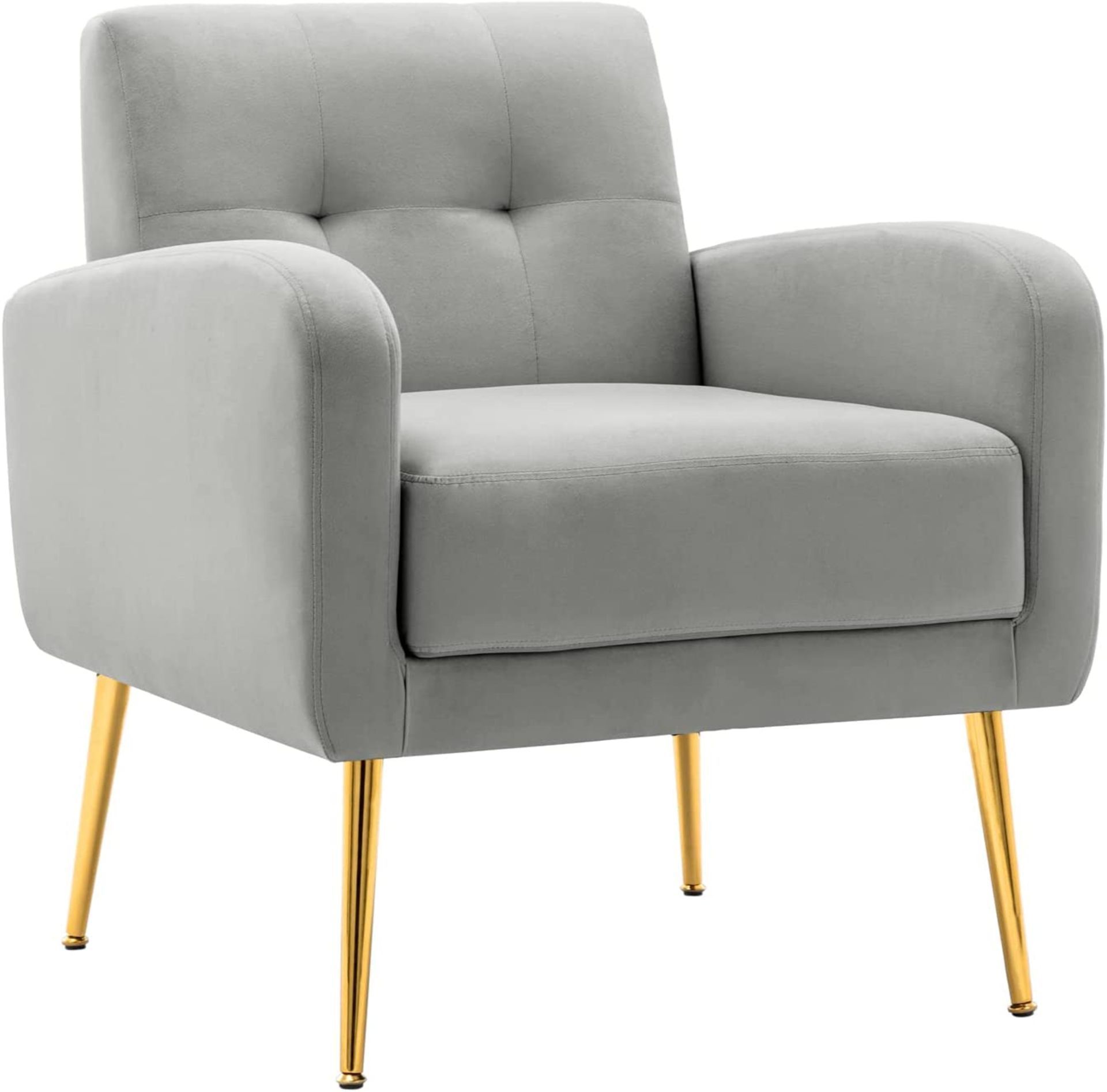 NEW Velvet Armchair Accent Chair Mid Century Lounge Chair with Adjustable Golden Plated Legs Comfy