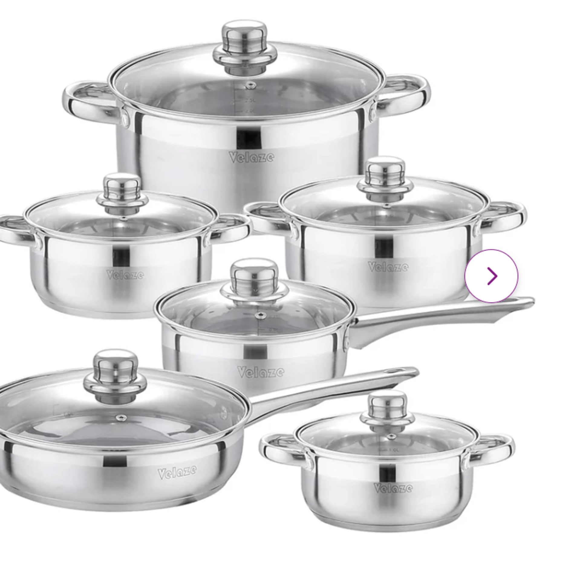 Velaze Motti 12 Piece Stainless Steel Non Stick Cookware Set. - SR4. This manufacturer has