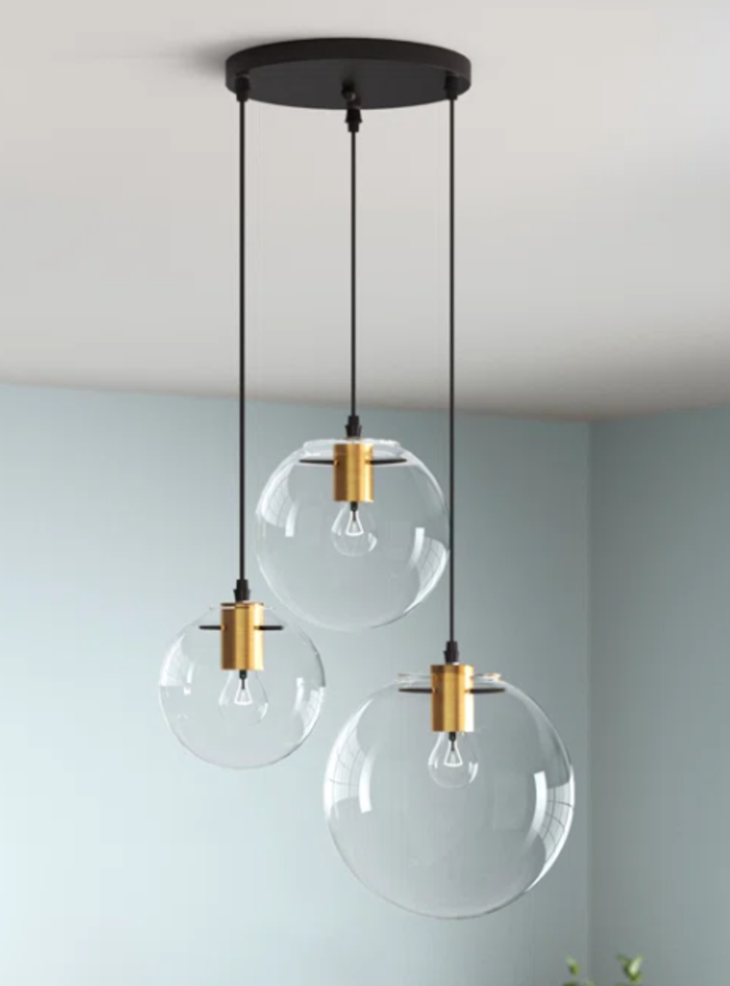 Wade Logan Kimpel 3-Light Cluster Globe Pendant. RRP £199.99. - SR4. Solve lighting woes with a dash