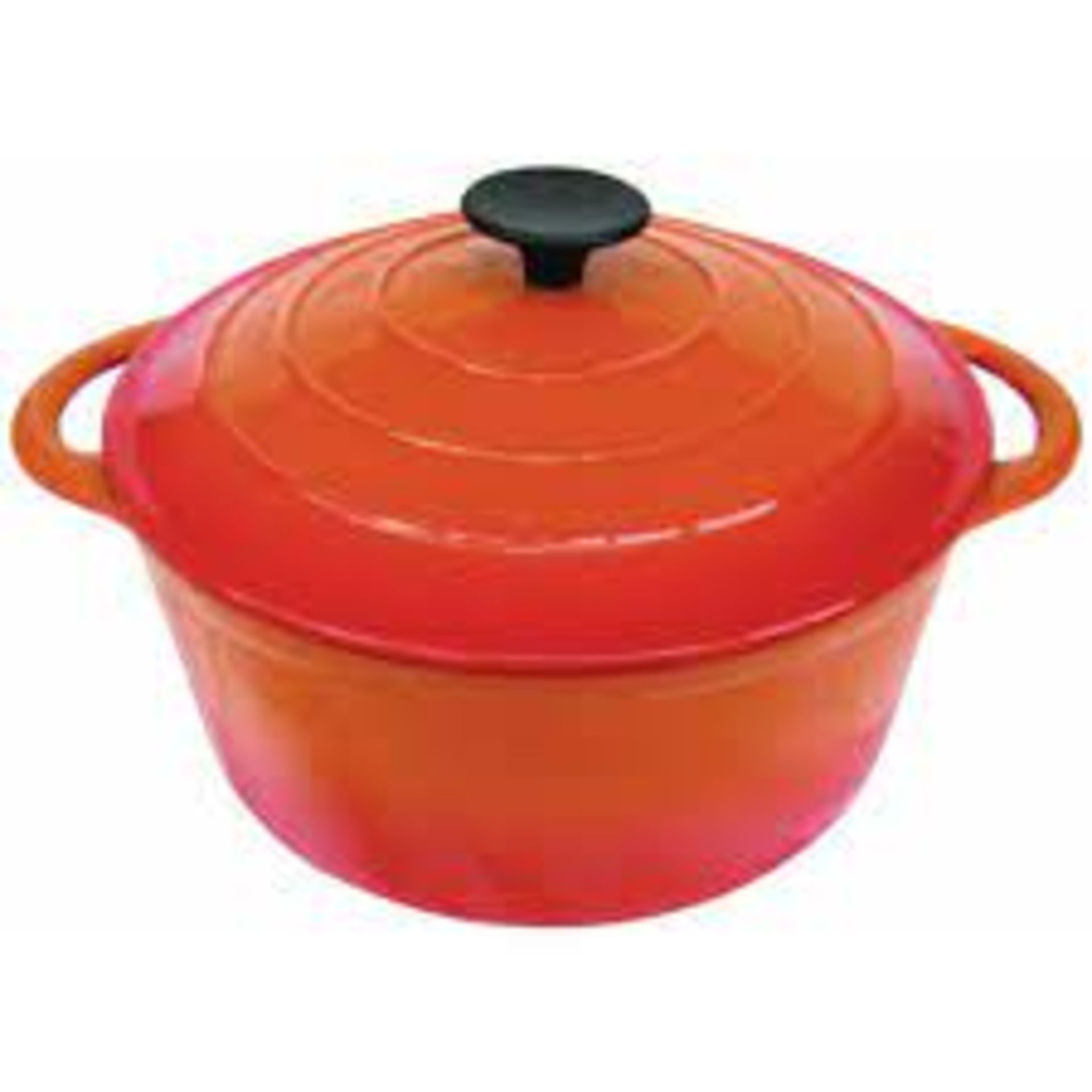 Jean Partique Round Dutch Oven Casserole Dish - Orange Cast Iron 26cm / 10.2 Inch - SR4