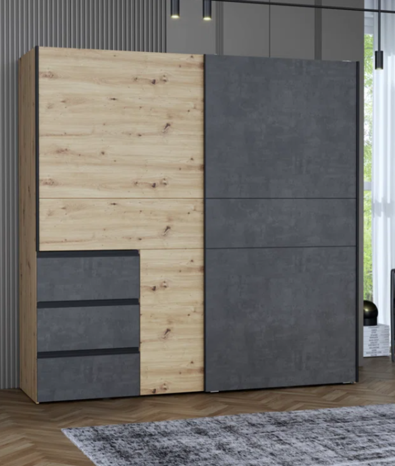 Kavalli 2 Door Manufactured Wood Wardrobe. - SR4. RRP £549.99. The capacious closet in an original