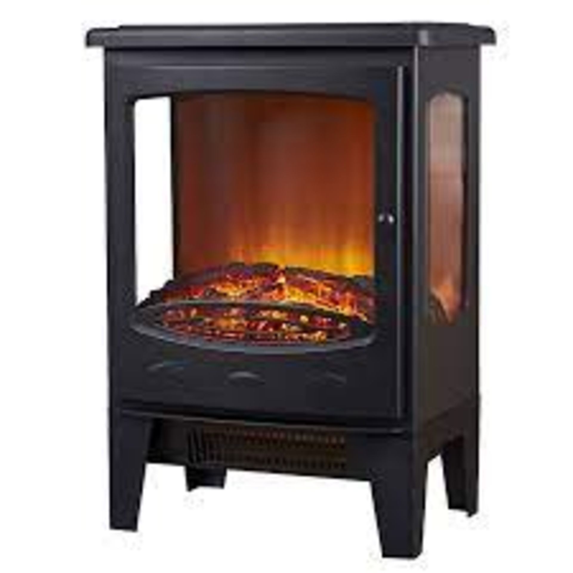 Focal Point Malmo Classic 1.8kW Matt Black Cast iron effect Electric Stove. - BW.