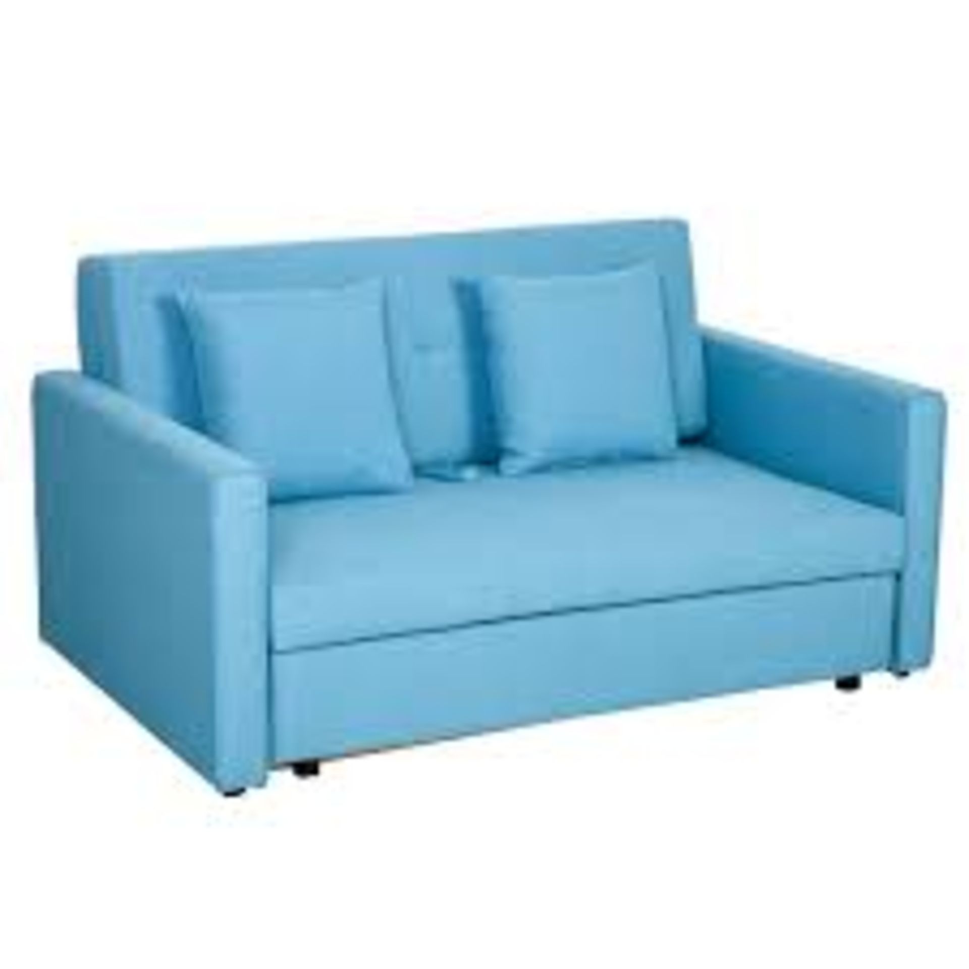 HOMCOM Two Seater Fabric Sofa Bed with Storage furniture for Livingroom Furniture Blue. - SR6.