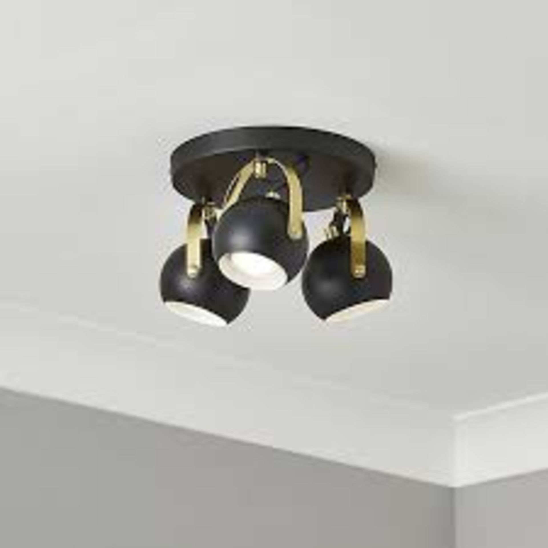 Azure Matt Black Brass effect 3 Light Spotlight. - SR3.