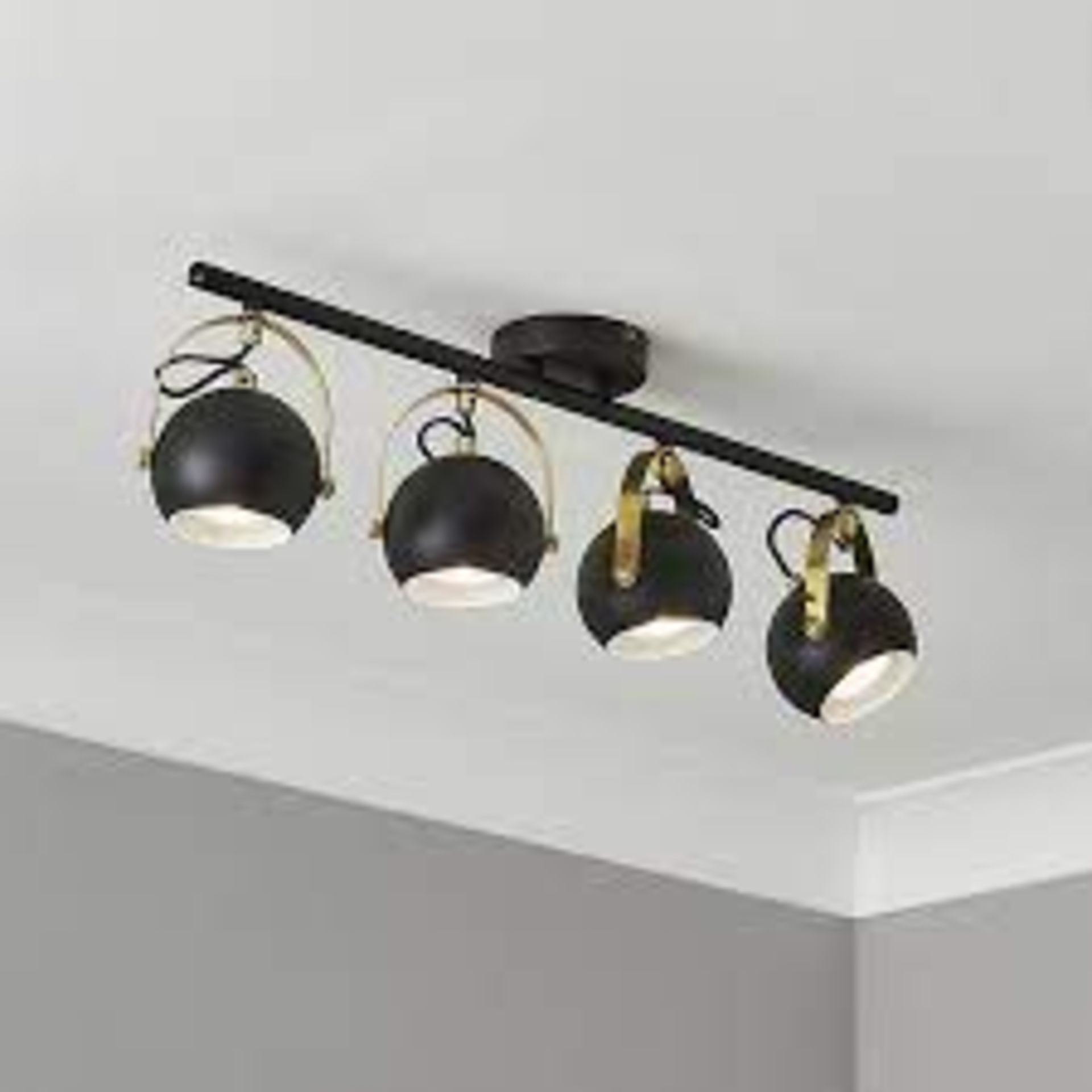 Azure Matt Black Brass effect 4 Light Spotlight bar. - SR3.This Azure 4 lamp spotlight bar will