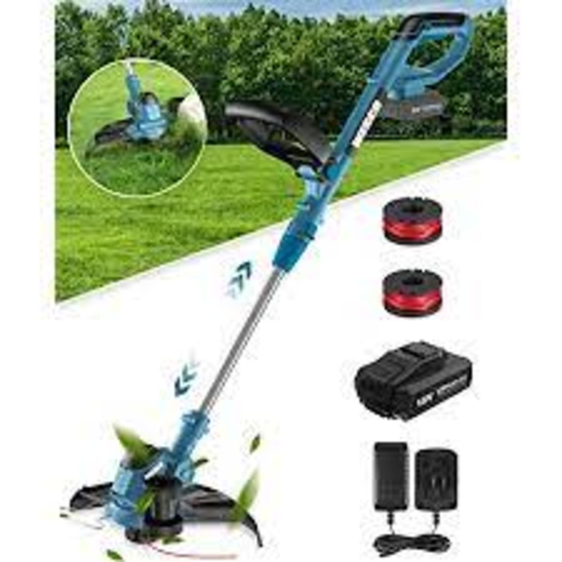 New Boxed WESCO Cordless 2 in 1 Electric String Trimmer/Edger 18V with 2.0Ah Battery, Cutting