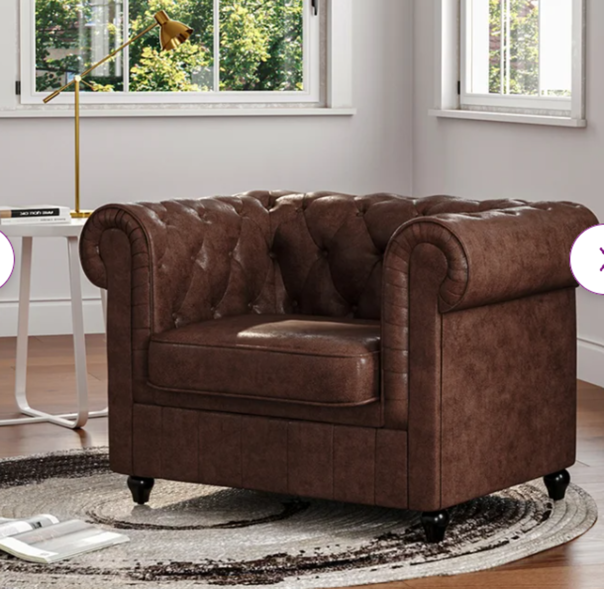 Three Posts Bivens Leather Chesterfield Chair. RRP £499.99. Instantly recognizable as a design - Image 3 of 3