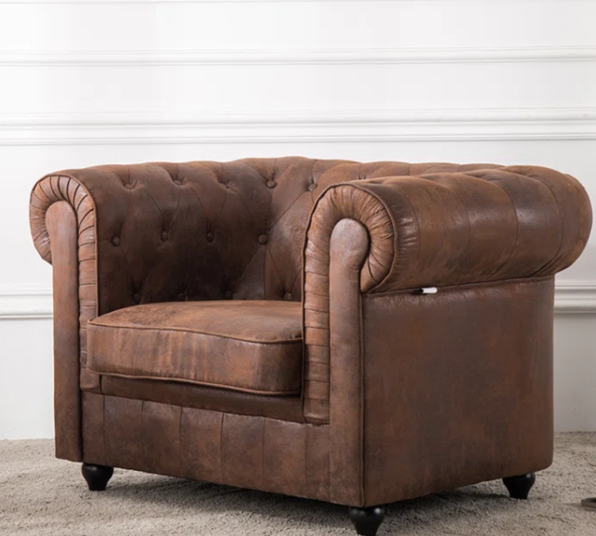 Three Posts Bivens Leather Chesterfield Chair. RRP £499.99. Instantly recognizable as a design