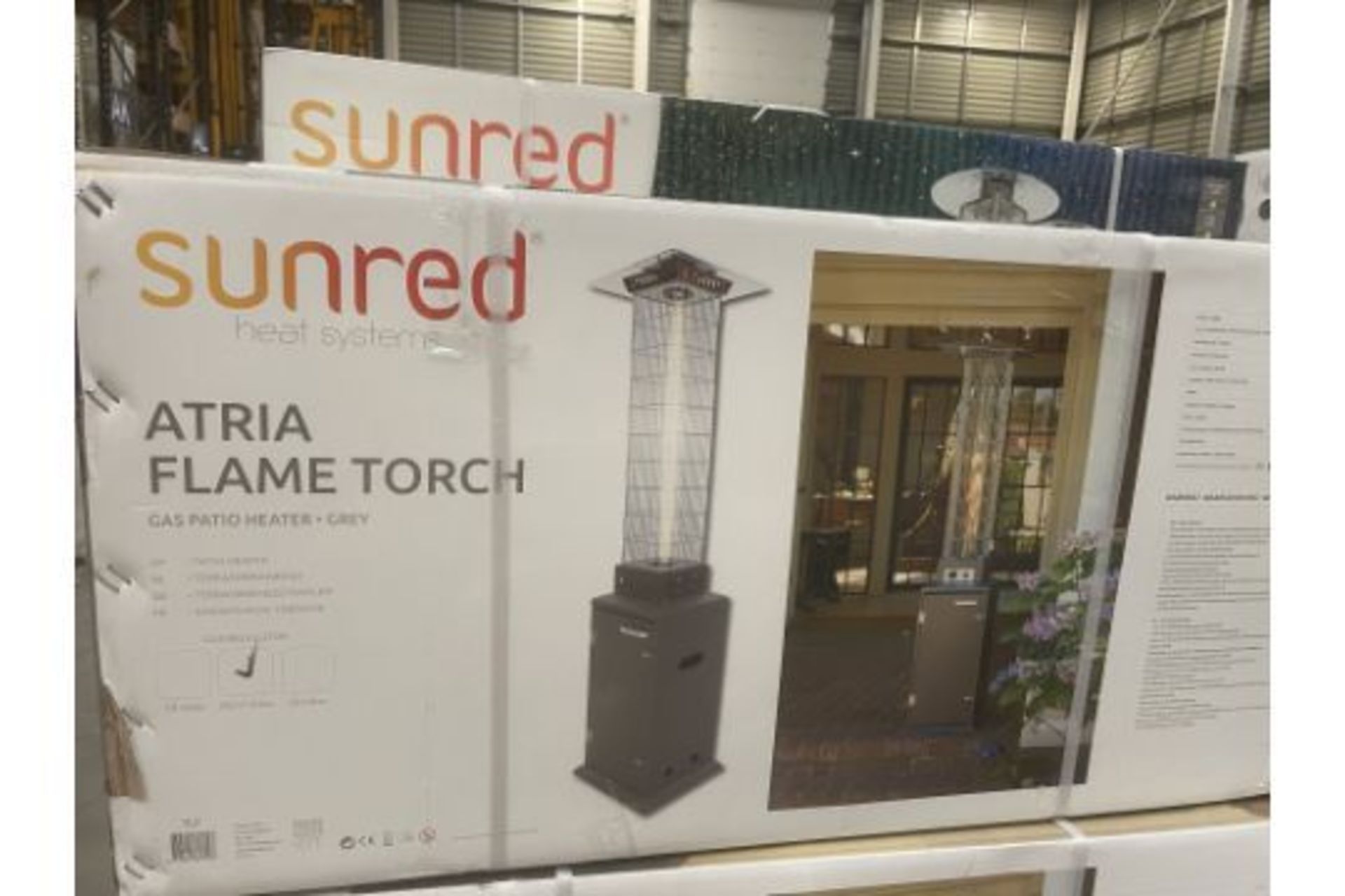 Pallet to include 8 x Brand New The Sunred Atria Flame Torch Gas Heater Grey RRP £499 is a high - Image 2 of 2