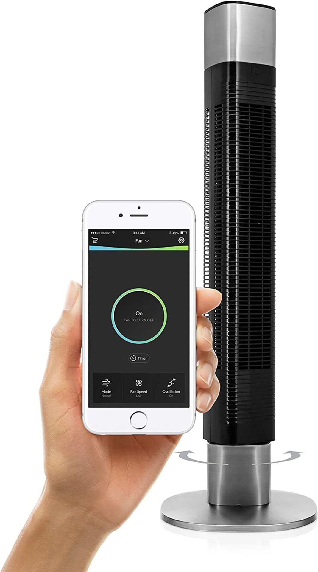 Princess Smart Tower Fan, 50 W, 3 Speed Settings, Smart Control and Free App, Works with Alexa.(