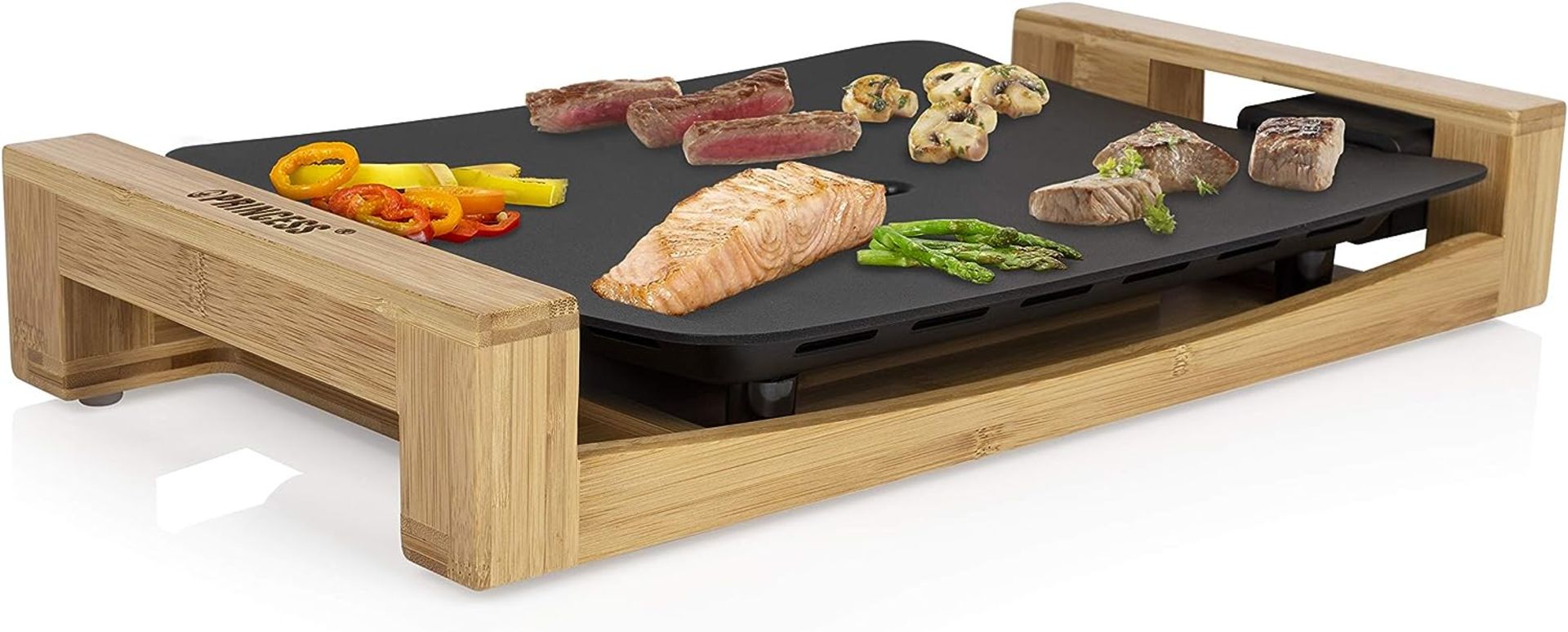 BRAND NEW PRINCESS BAMBOO AND BLACK ELECTRIC TABLE GRILL RRP £149 R3-1