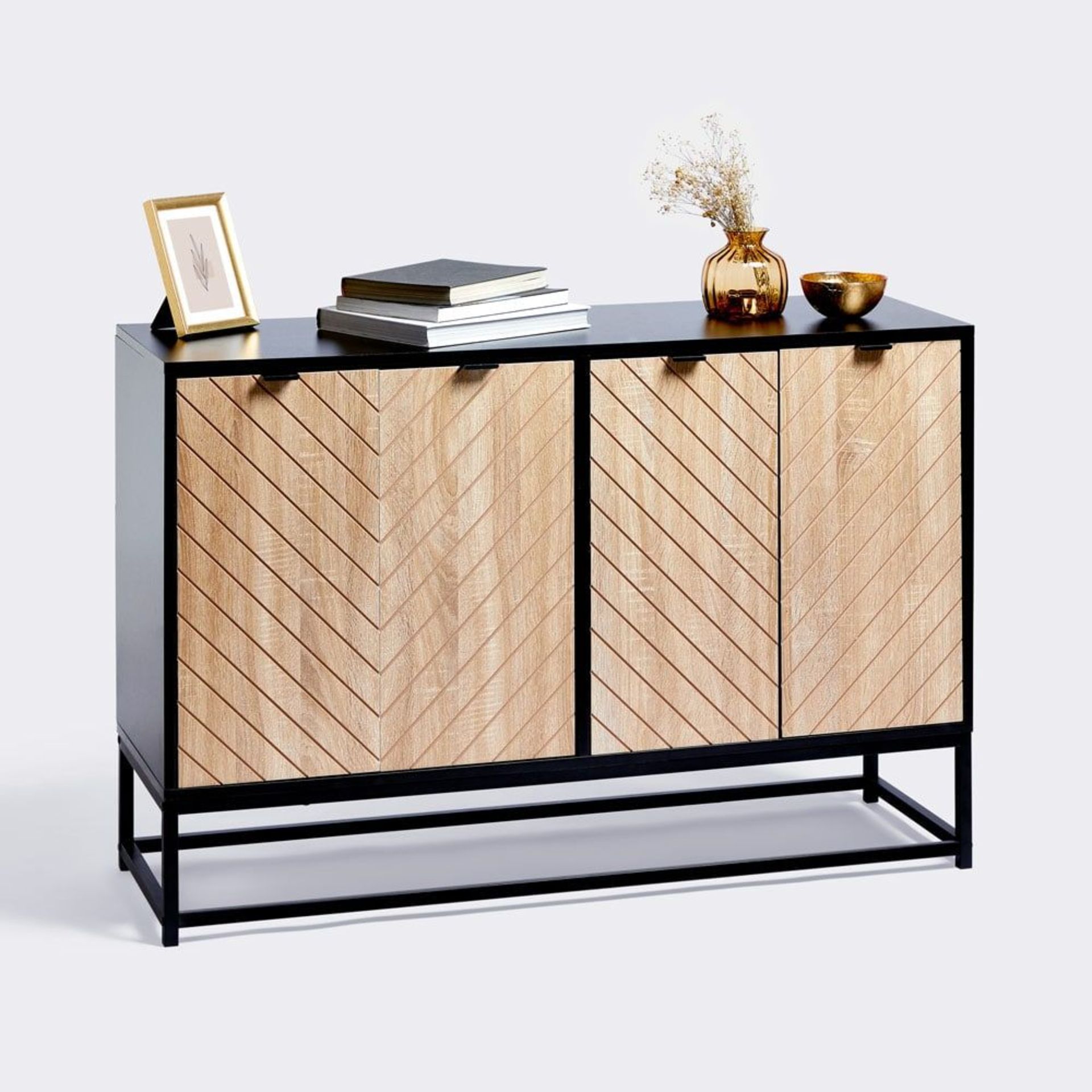 Dalton Sideboard. -R8. The spacious storage cabinet includes many storage choices, with two