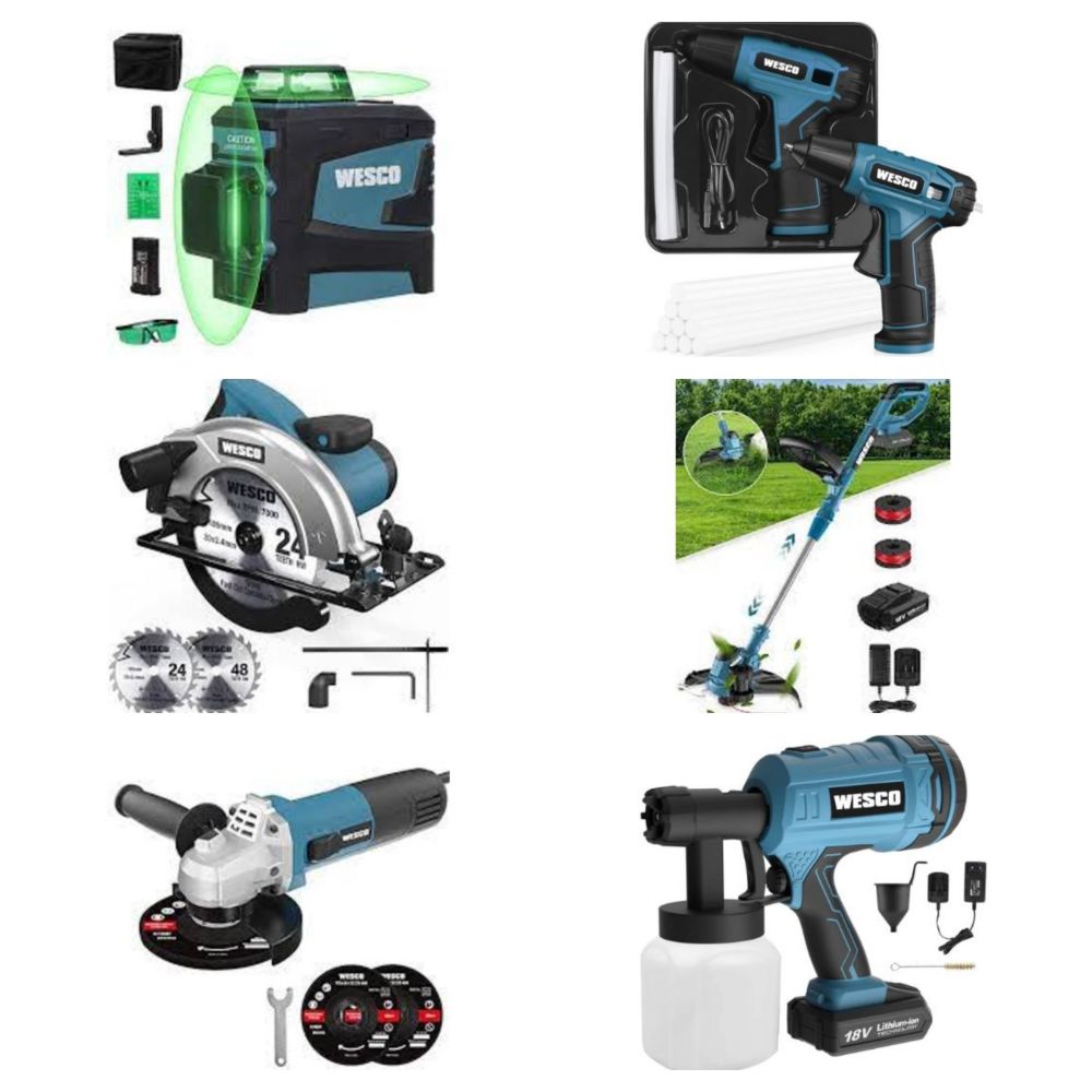 New Boxed Power Tools & Sets - Impact Drills, Angle Grinders, Socket Sets, Spray Guns, Saws, Sanders, Strimmers, Glue Gun, Hedge Trimmers & More