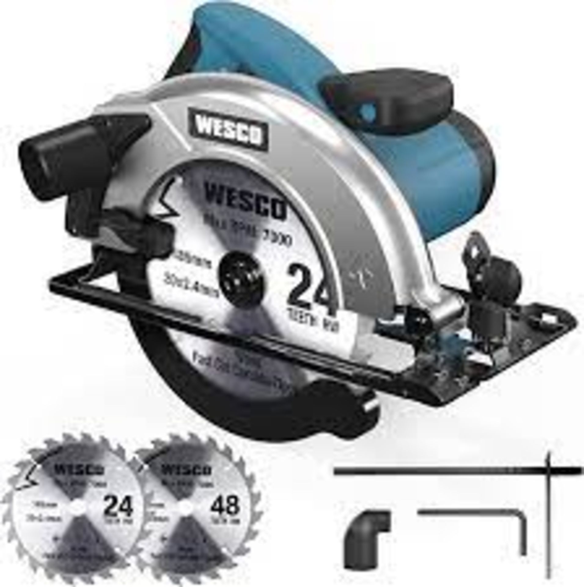 New & Boxed WESCO Circular Saw 1400W 5800 RPM Skill Saw. Cutting Depth: 90°: 65mm-45°: 45mm. with