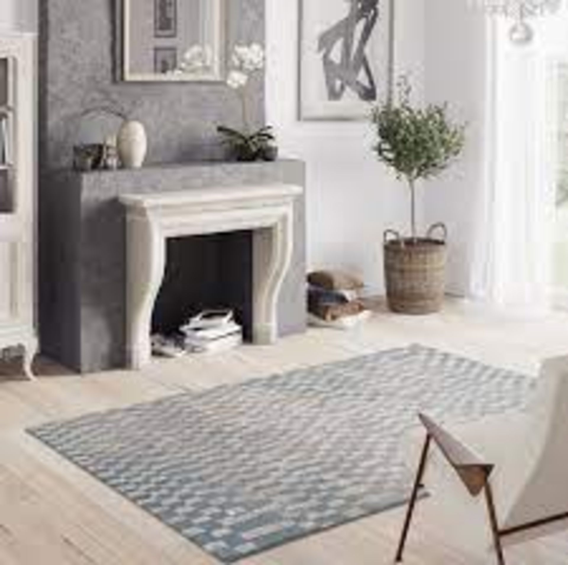 BRAND NEW Ceballos Grey/Blue Rug Rectangle 200 x 290cm R9B