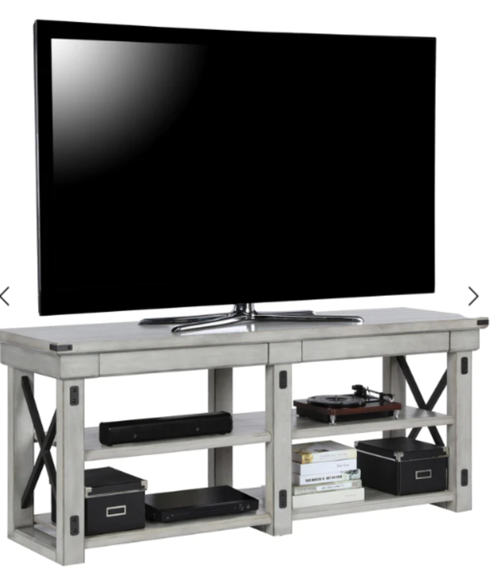 BRAND NEW DOREL HOME PRODUCTS DOREL WILDWOOD VENEER TV STAND (65") rustic white (db) 1768296COM