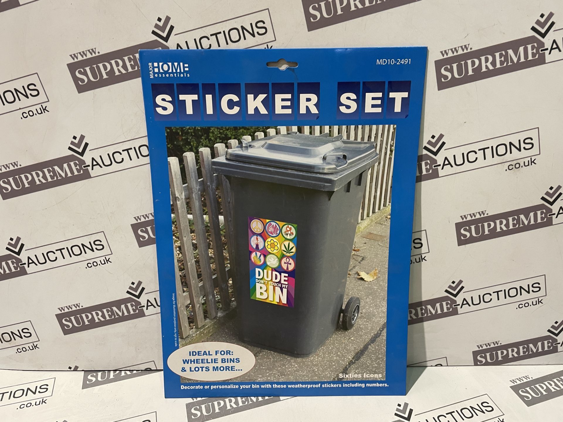 96 X BRAND NEW 60S ICONS HOME ESSENTIALS WHEELIE BIN STICKER SETS R16.13