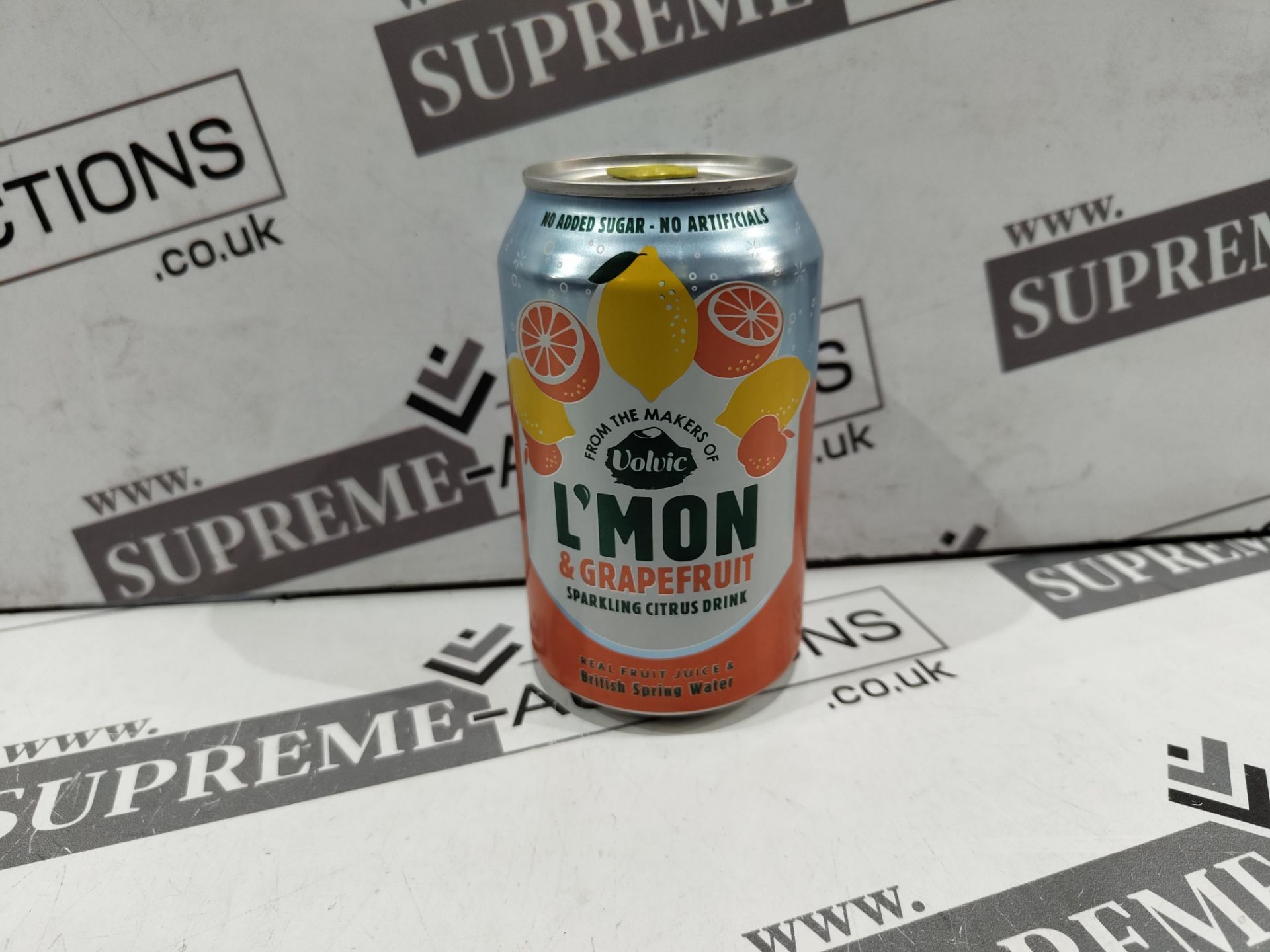 24 X BRAND NEW CASES OF 12 330ML VOLVIC LEMON AND GRAPEFRUIT SPRKLING CITRUS DRINK BB JUN 22 R10-4