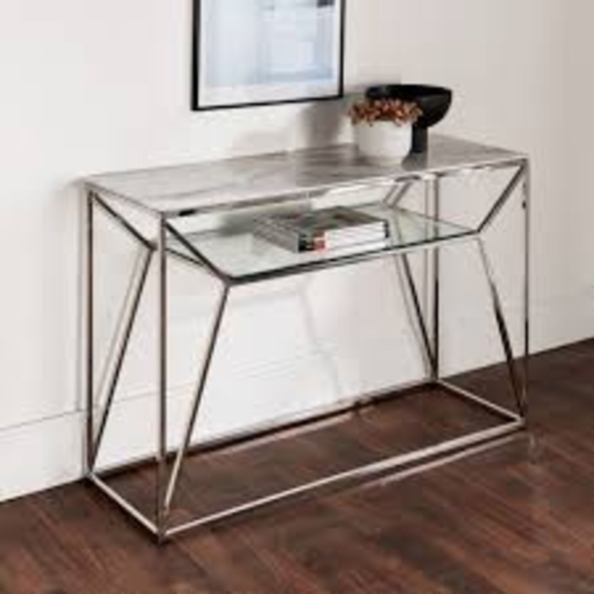 BRAND NEW NATIVE HOME MARBLE GLASS CONSOLE TABLE 120 X 40 X 78CM RRP £560