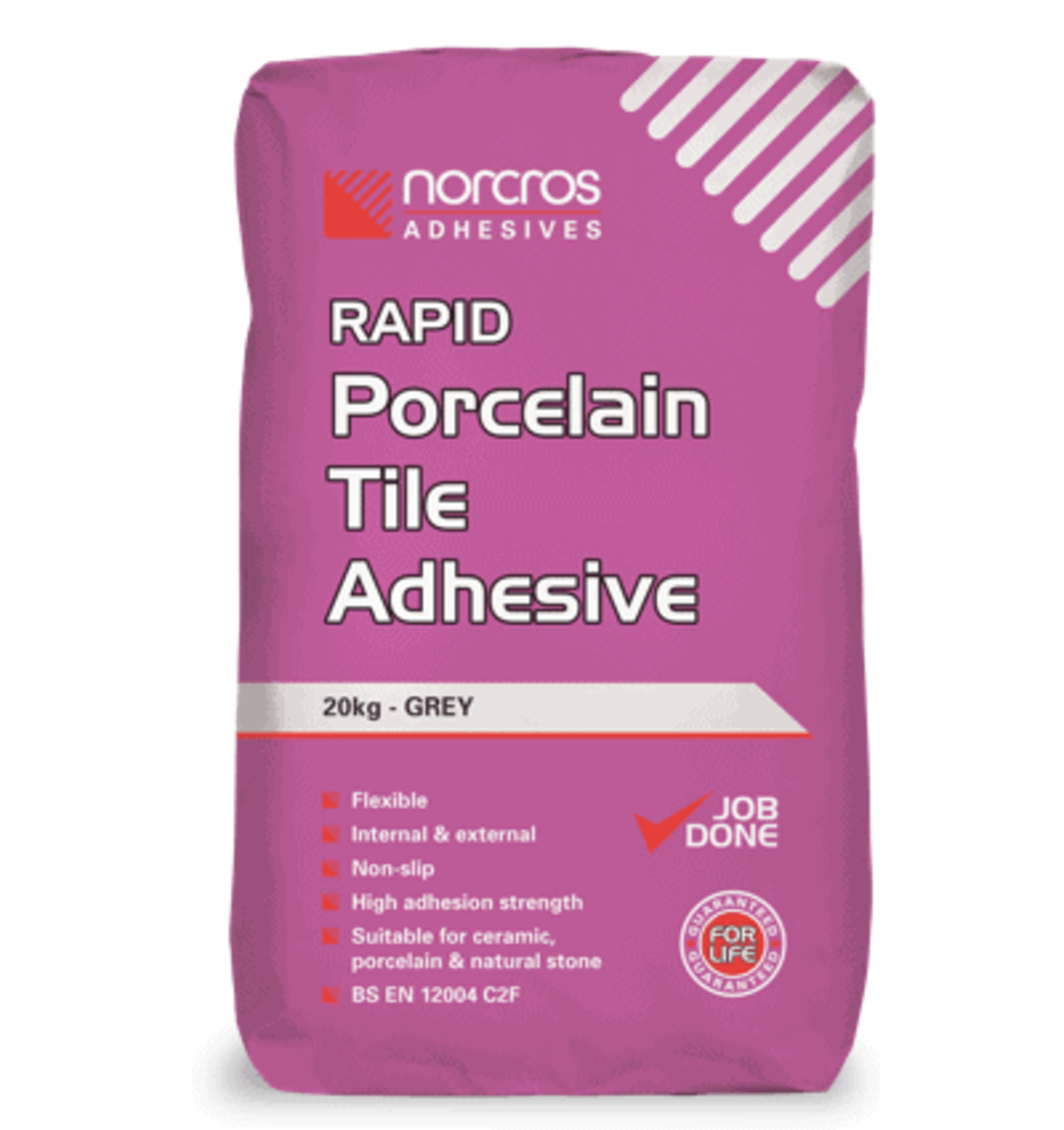 PALLET TO CONTAIN 20 x NEW 20KG BAGS OF Norcros Adhesives Rapid Porcelain Grey Tile Adhesive - 20KG.