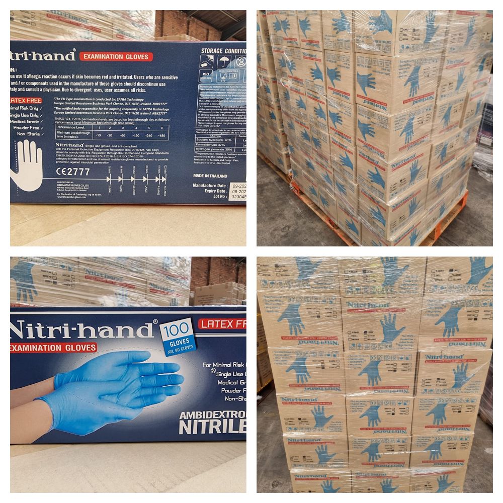 Pallets of New & Boxed Nitrile Gloves - Sizes Medium, Large & Extra Large - Date Until 2025 - Delivery Available!