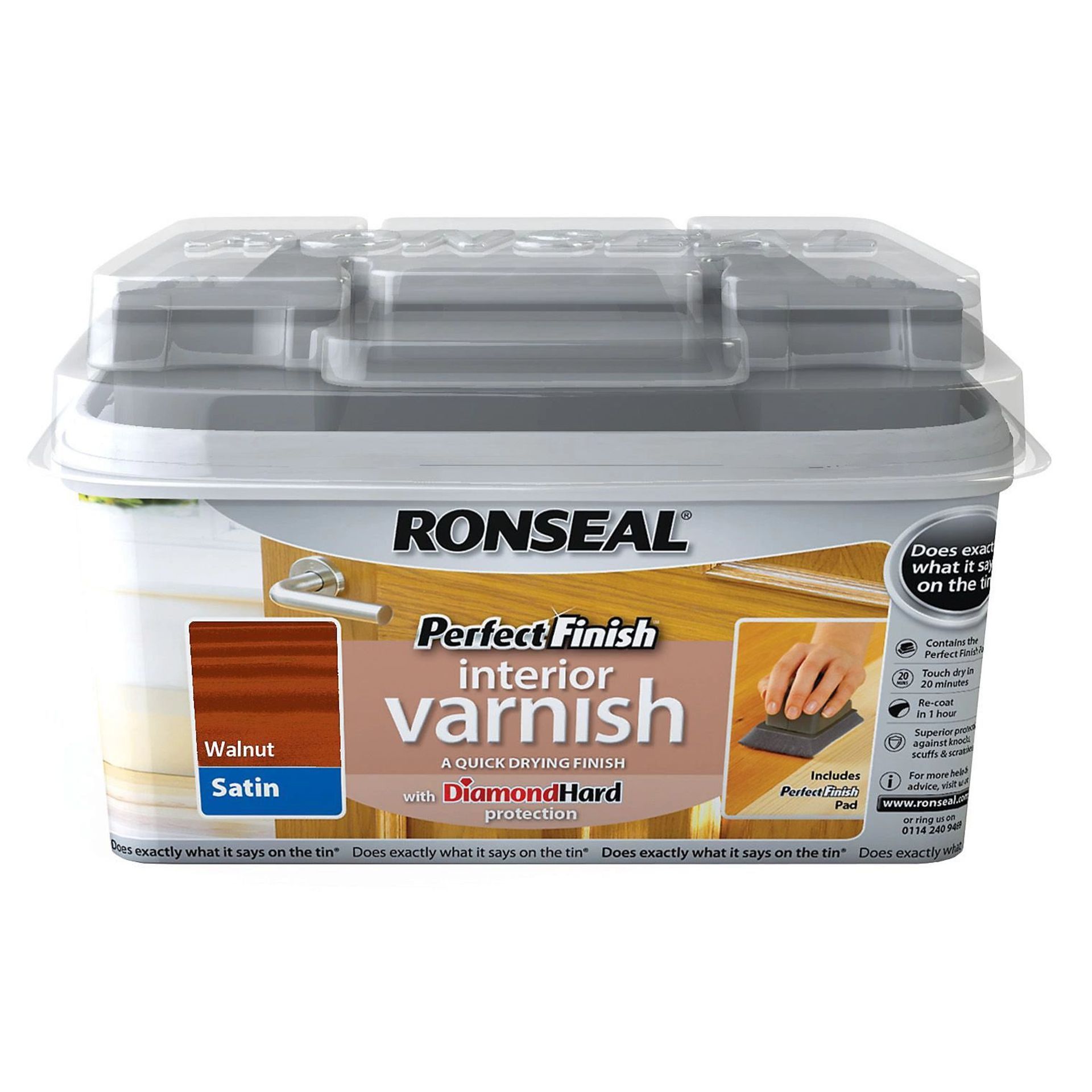 10 X BRAND NEW RONSEAL PERFECT FINISH VARNISH WALNUT SATIN 750ML RRP £32 EACH