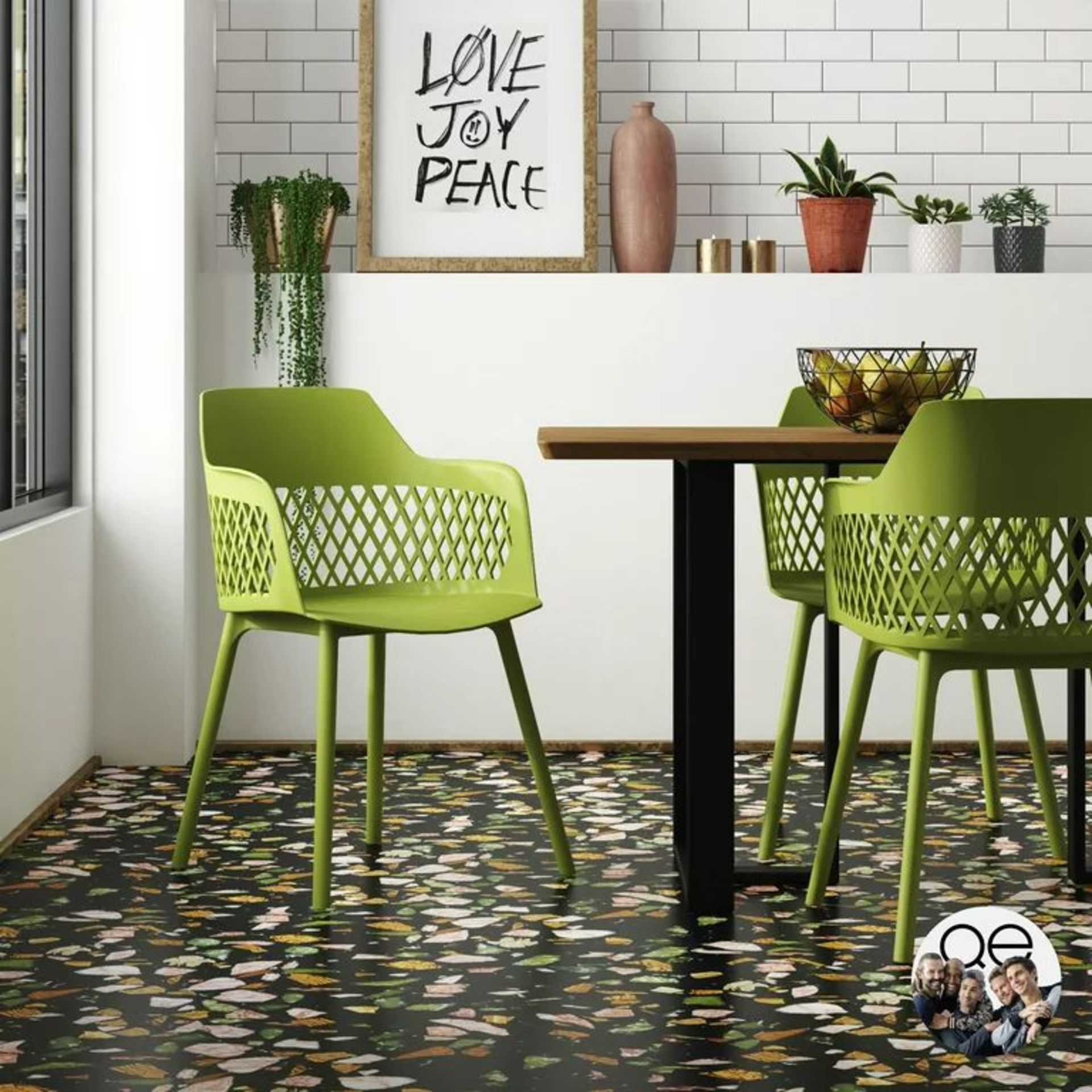BRAND NEW SET OF 2 LATTICE ACCENT RESIN KIWI GREEN DINING CHAIRS S1P
