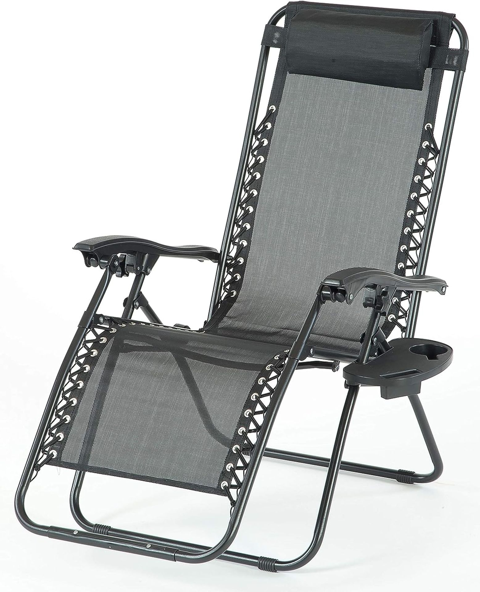 Brand New SunTime Outdoor Royale Black Gravity Garden Relaxer With Cup Holder, Simply lean back