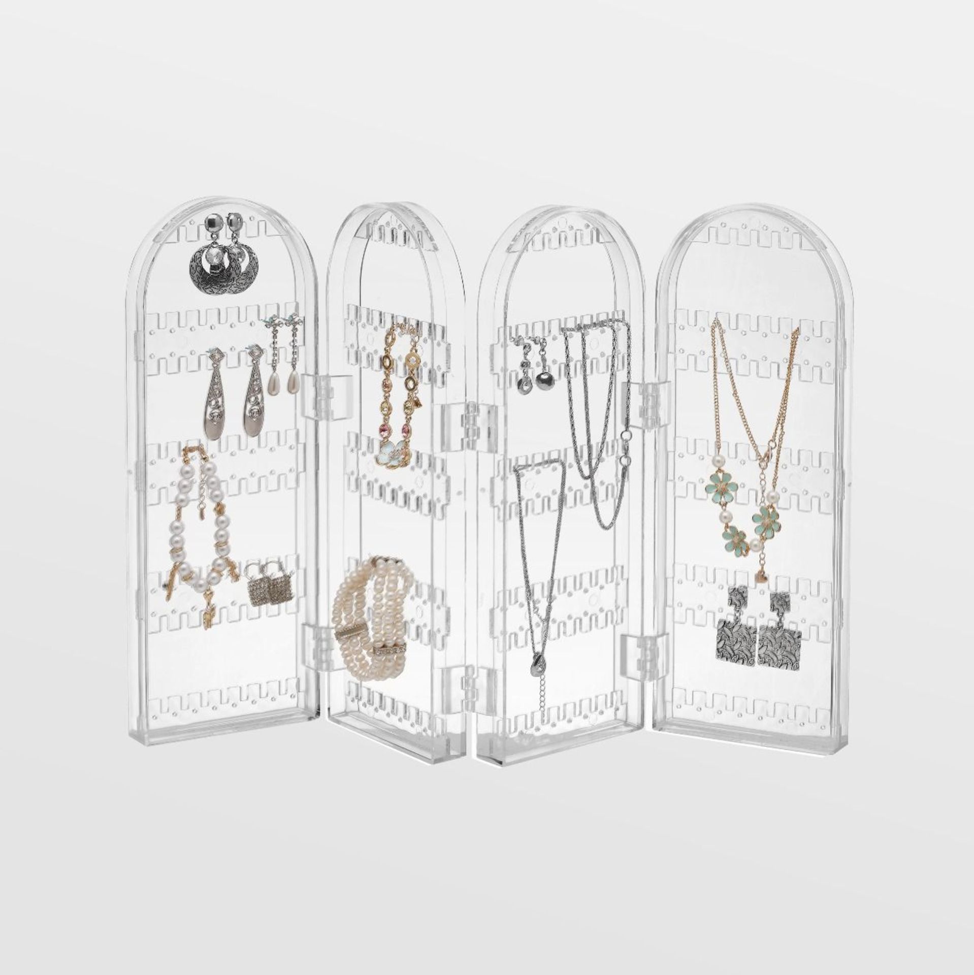 Foldable Jewellery Hanger. - BI. This useful hanger offers space for 260 earrings (130 pairs) more