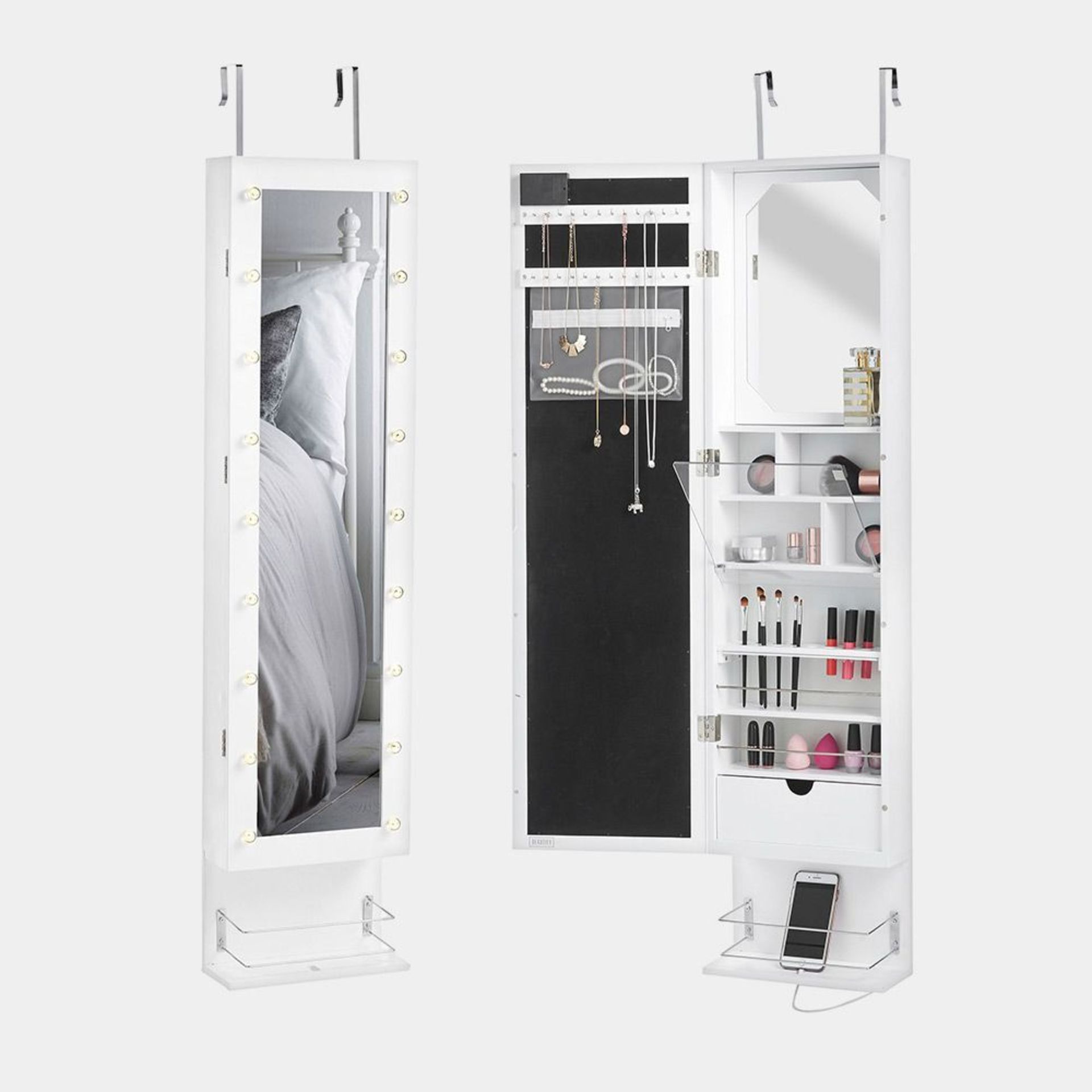 LED Wall Mounted Storage Armoire Mirror. - BI. Inspired by Hollywood glamour, the storage cabinet
