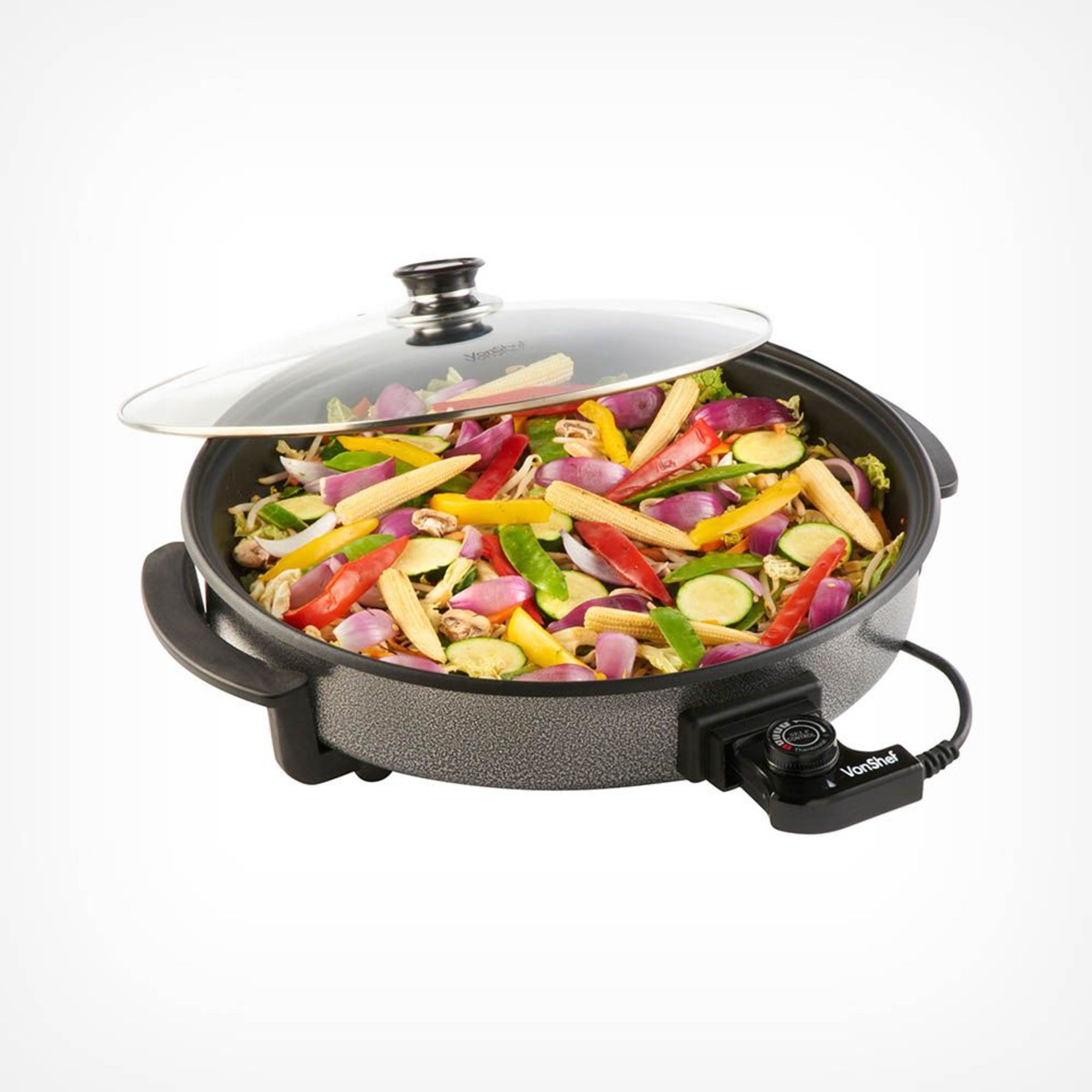 42cm Multi Cooker. - BI. The VonShef 42cm Multi Cooker is a must for the modern kitchen, making