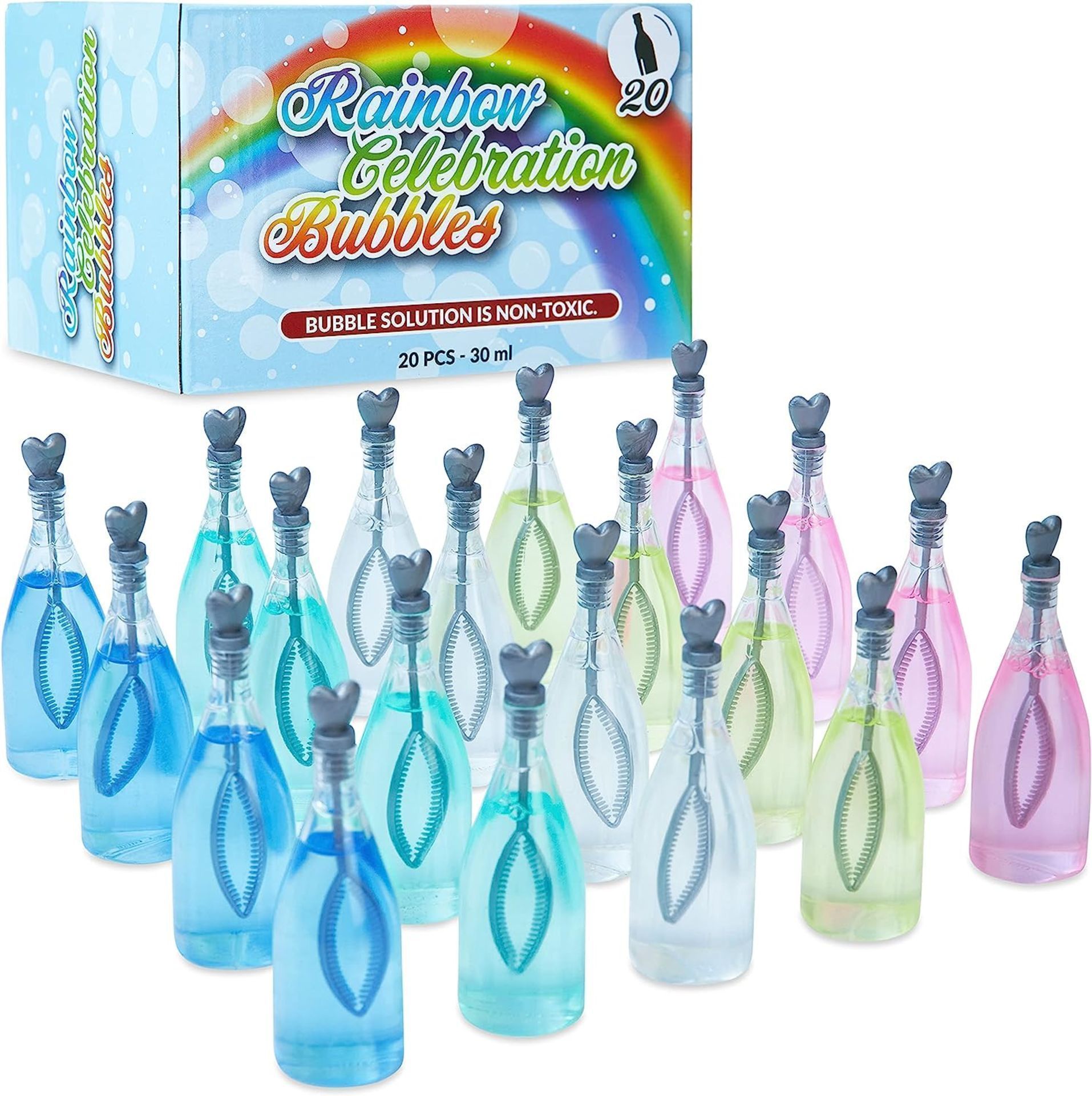 25 X BRAND NEW PACKS OF 20 KREATIVEKRAFT WEDDING BUBBLES RAINBOW CHAMPAGNE BOTTLES RRP £22 PER PACK