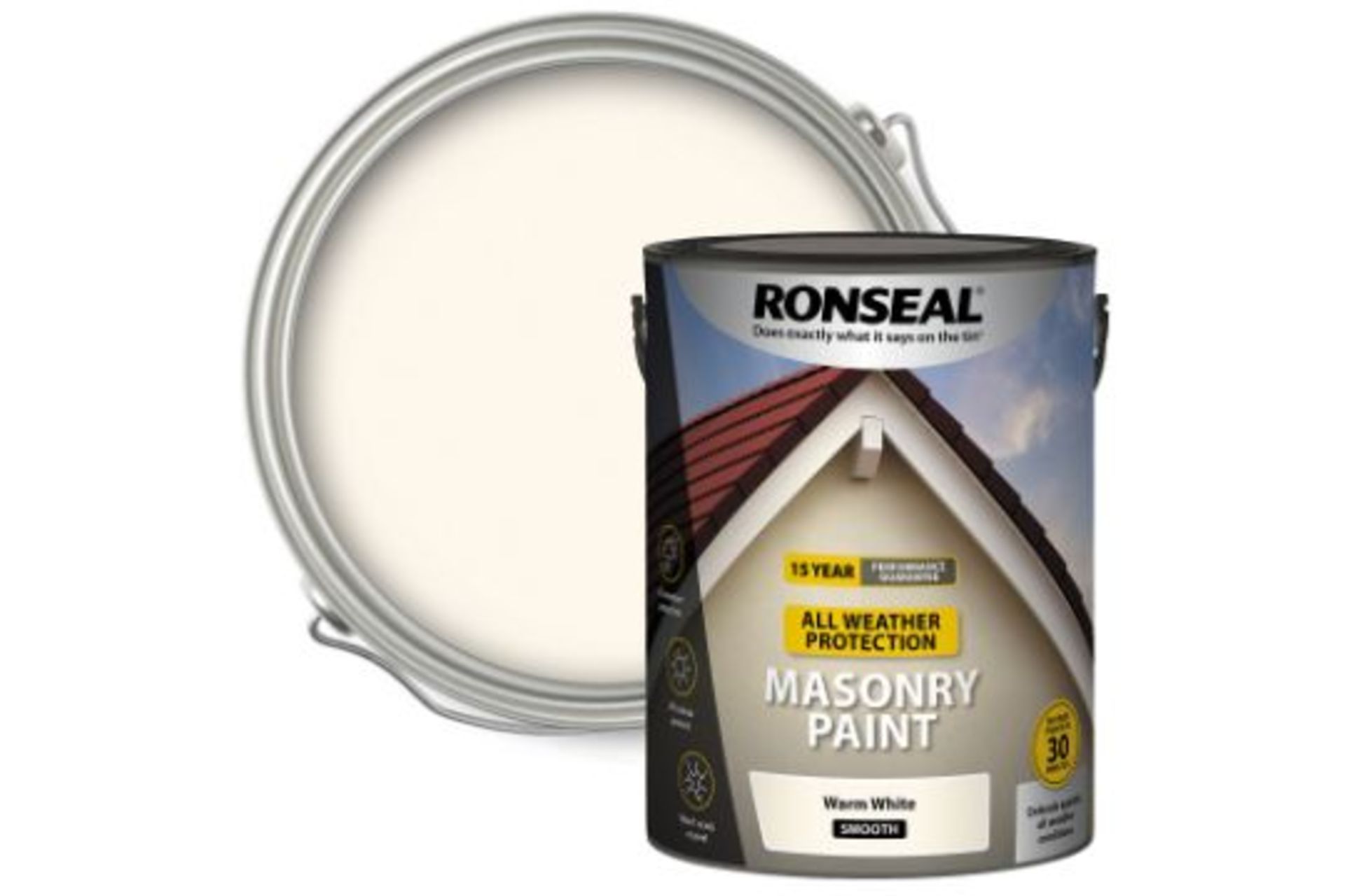 TRADE LOT 20 X BRAND NEW RONSEAL ALL WEATHER MASONRY WARM WHITE 5L RRP £42 EACH