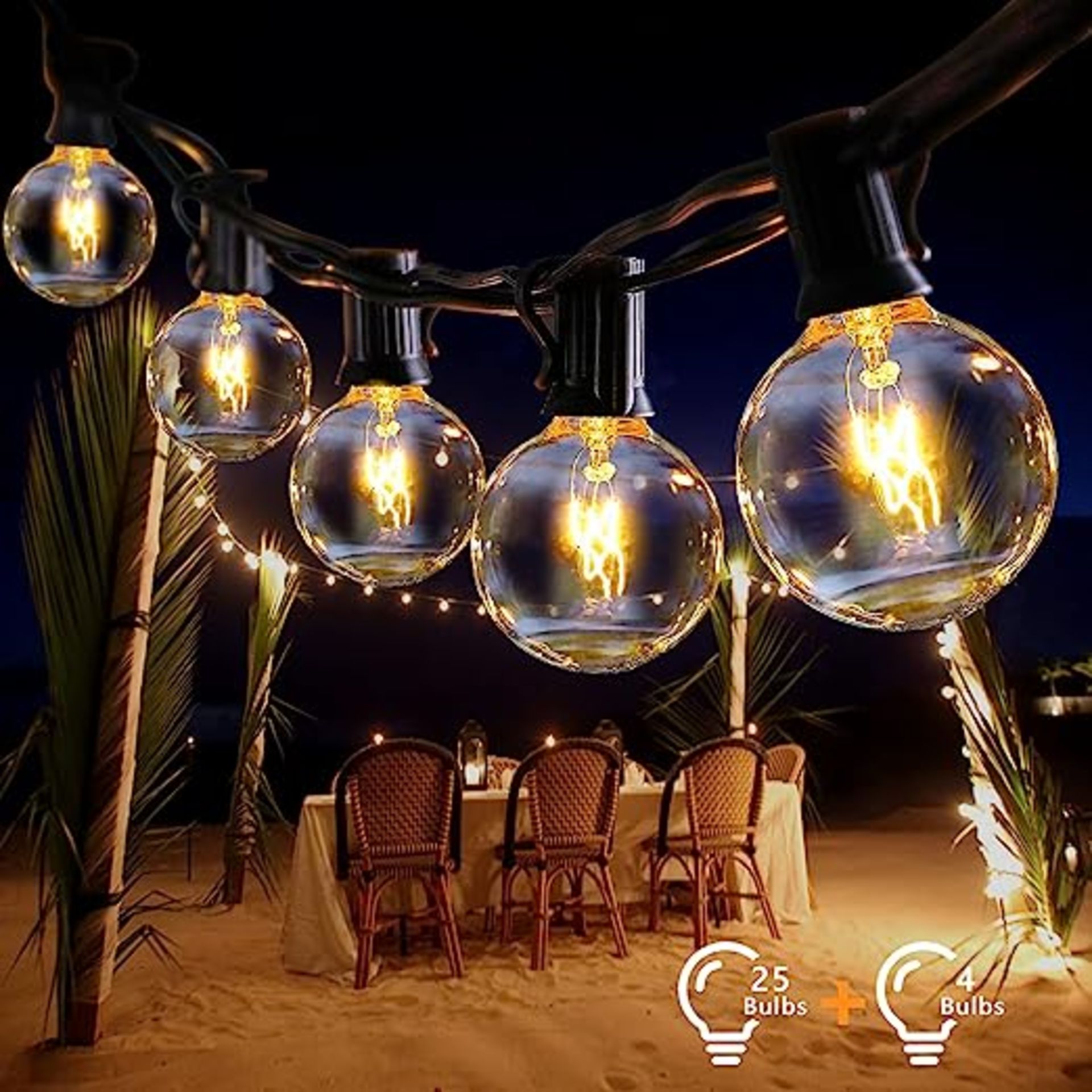 TRADE LOT 24 x New Boxed Sets of 25 Outdoor Festoon String Lights. 7.5m Long (24.6 foot). G40 Bulbs, - Image 3 of 3